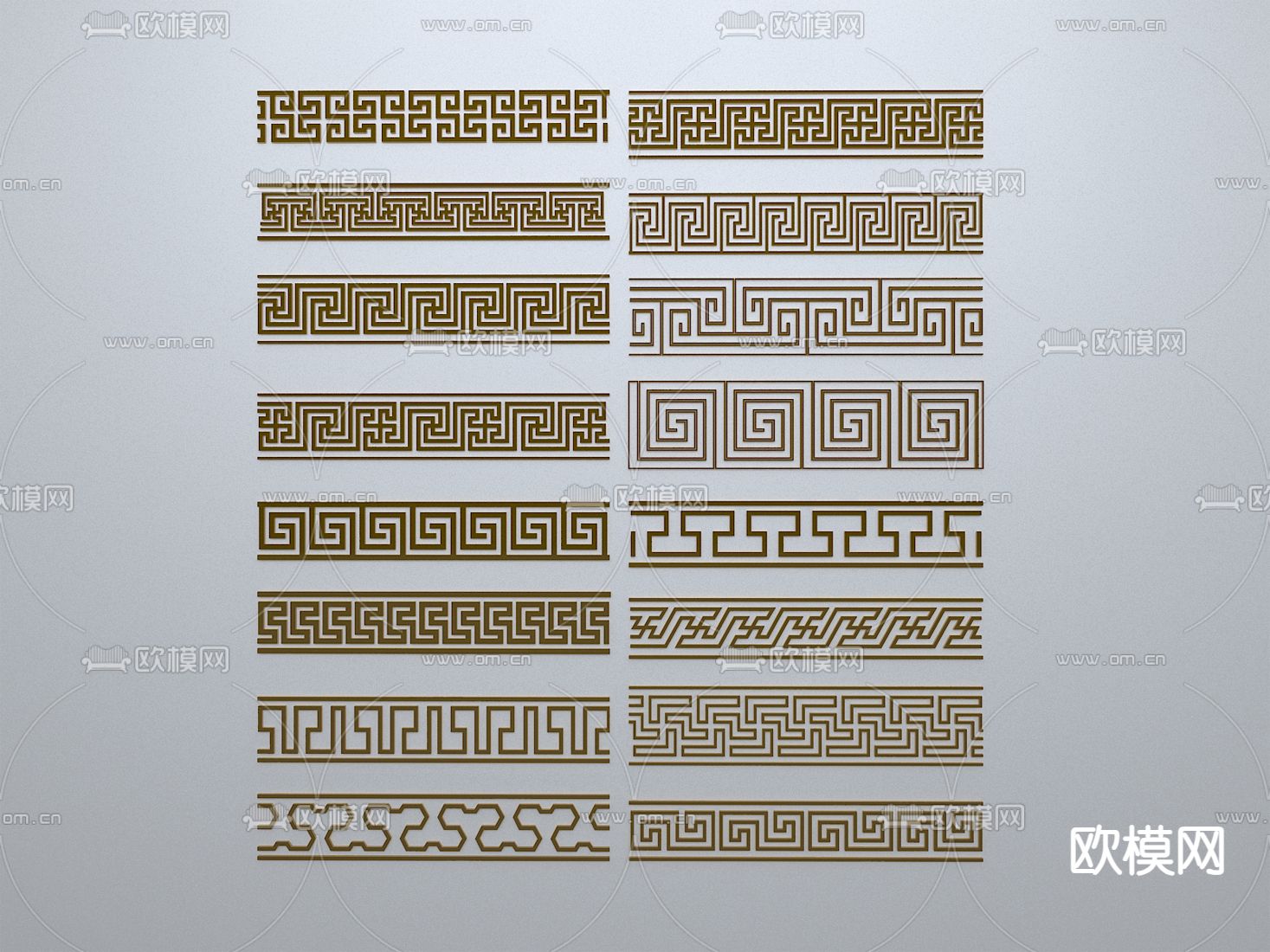 新中式窗花 线条 窗框 边框3d模型下载