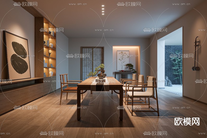 新中式茶室3d模型下载