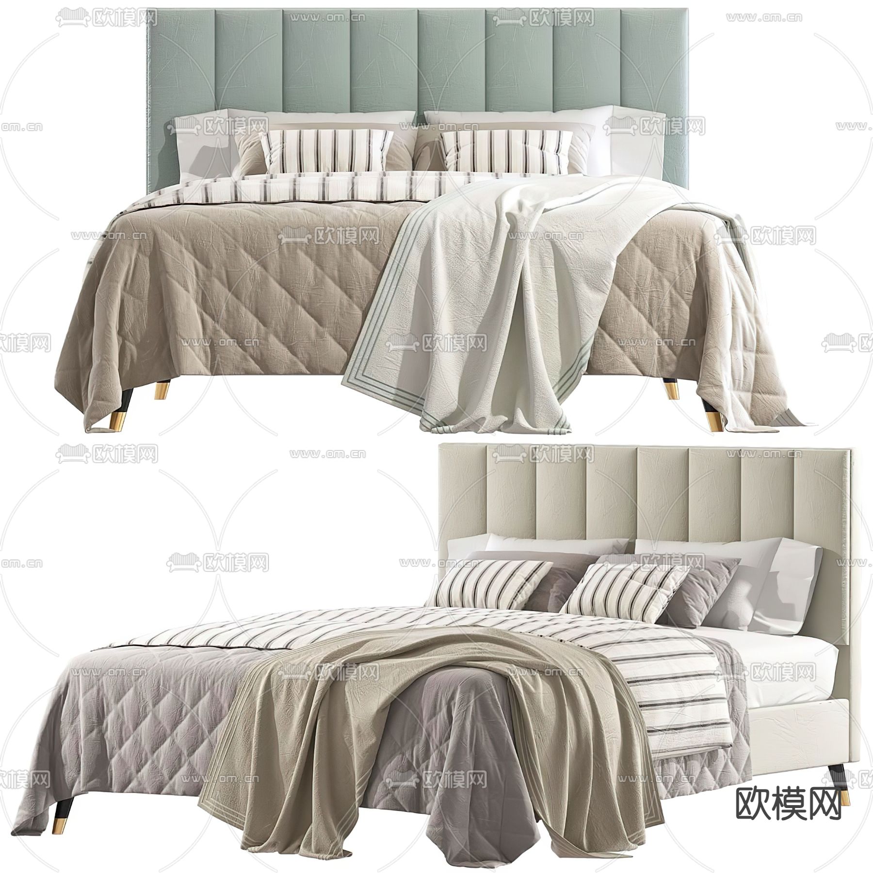 Meridiani 双人床3d模型下载（渲染图1）