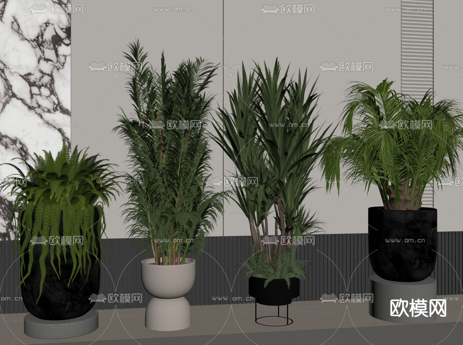 现代绿植 盆栽su模型下载（渲染图1）