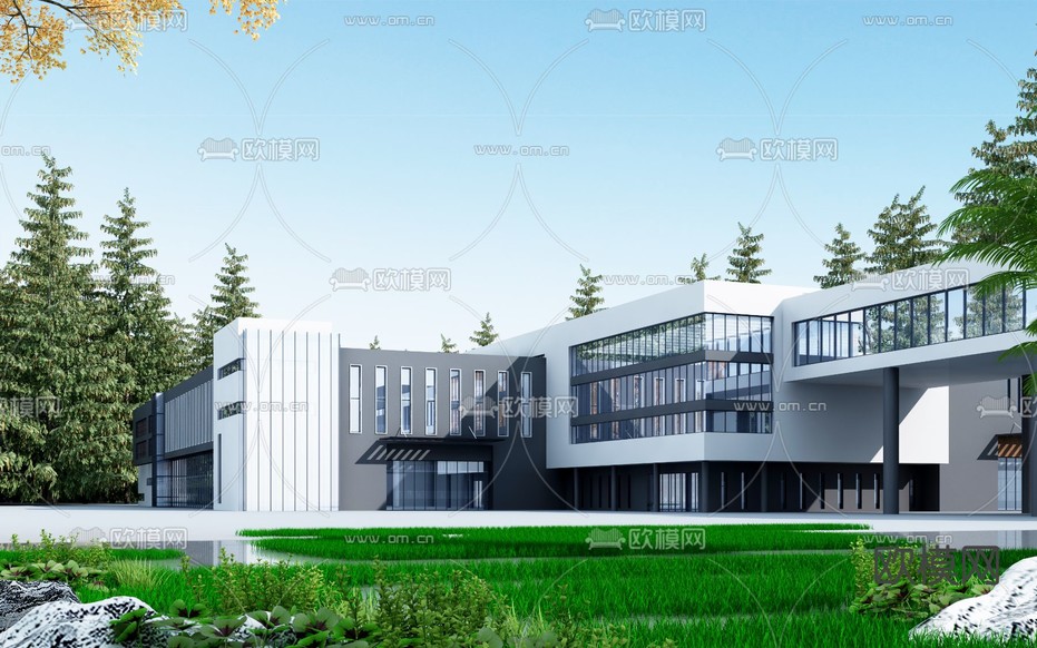 办公楼外观3d模型下载