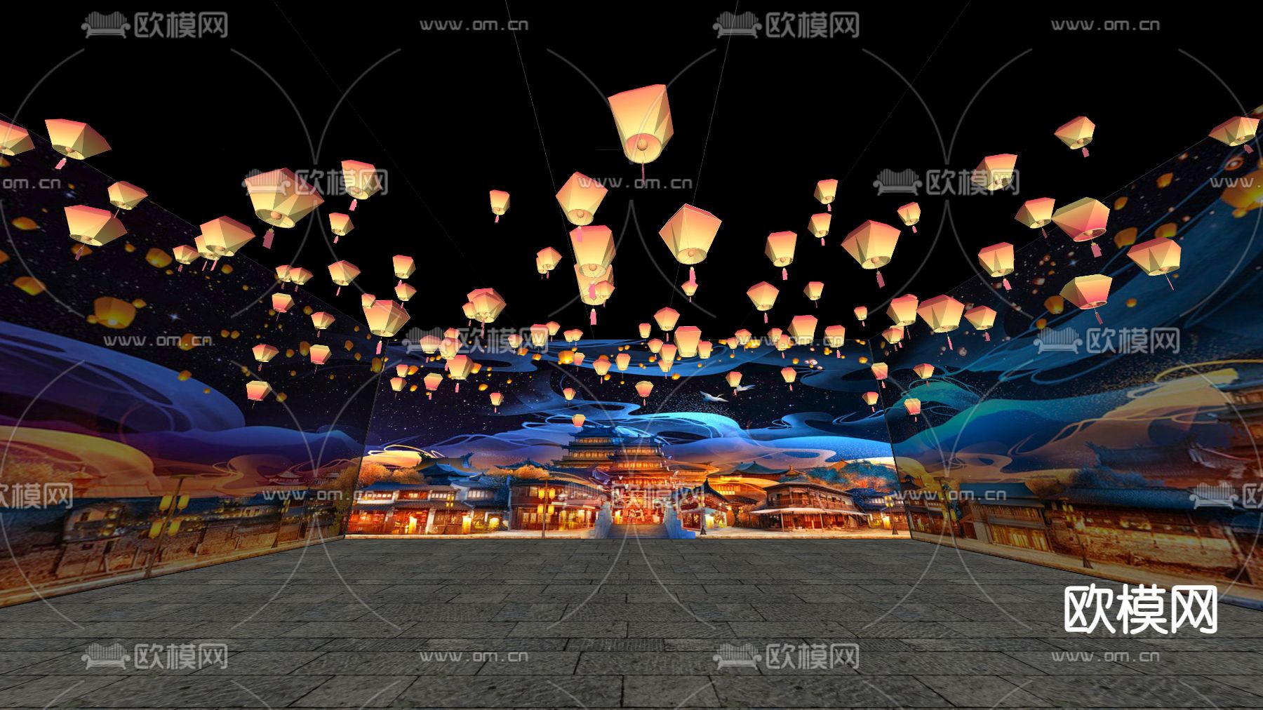 沉浸空间展厅su模型下载（渲染图1）