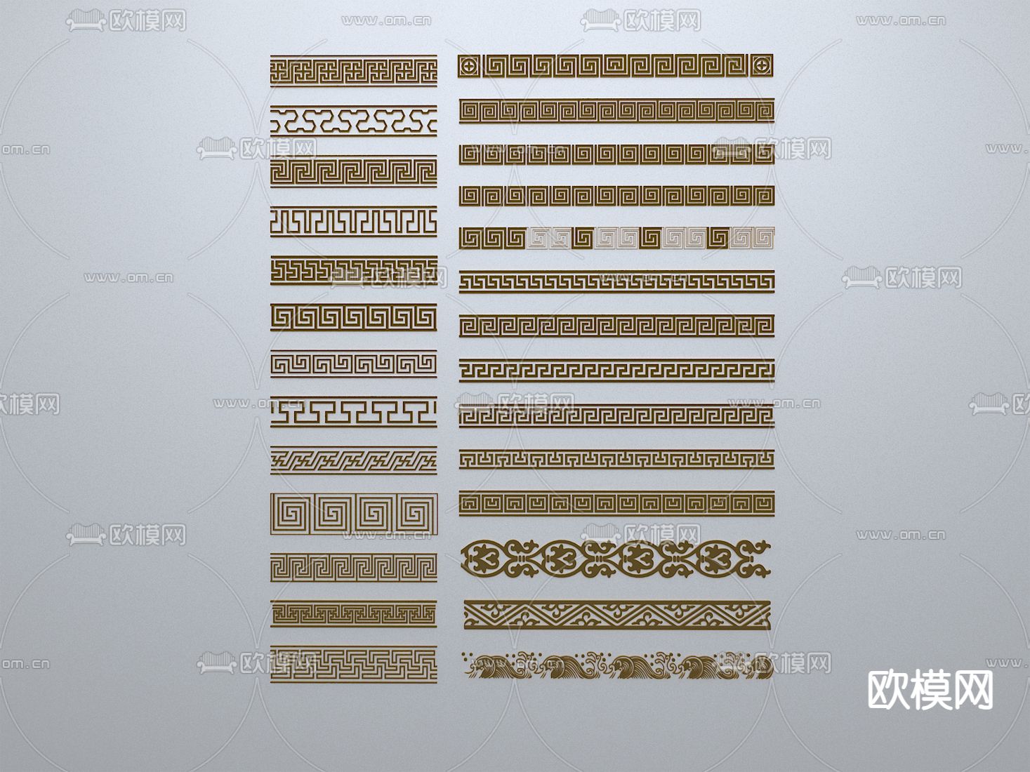 新中式线条 边框 边条3d模型下载