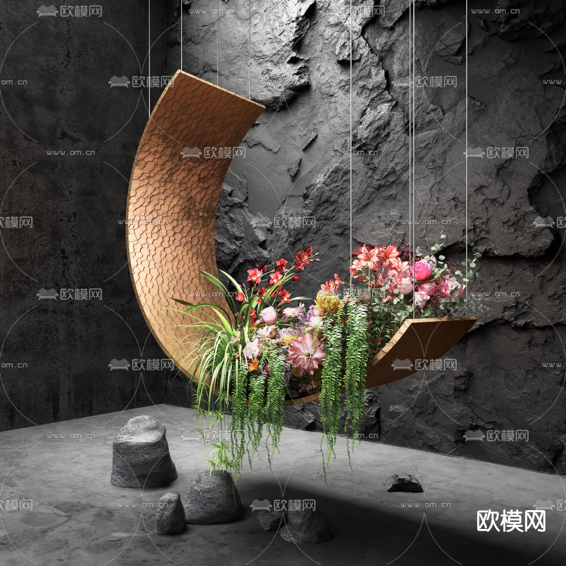 室内苔藓植物 艺术装置3d模型下载