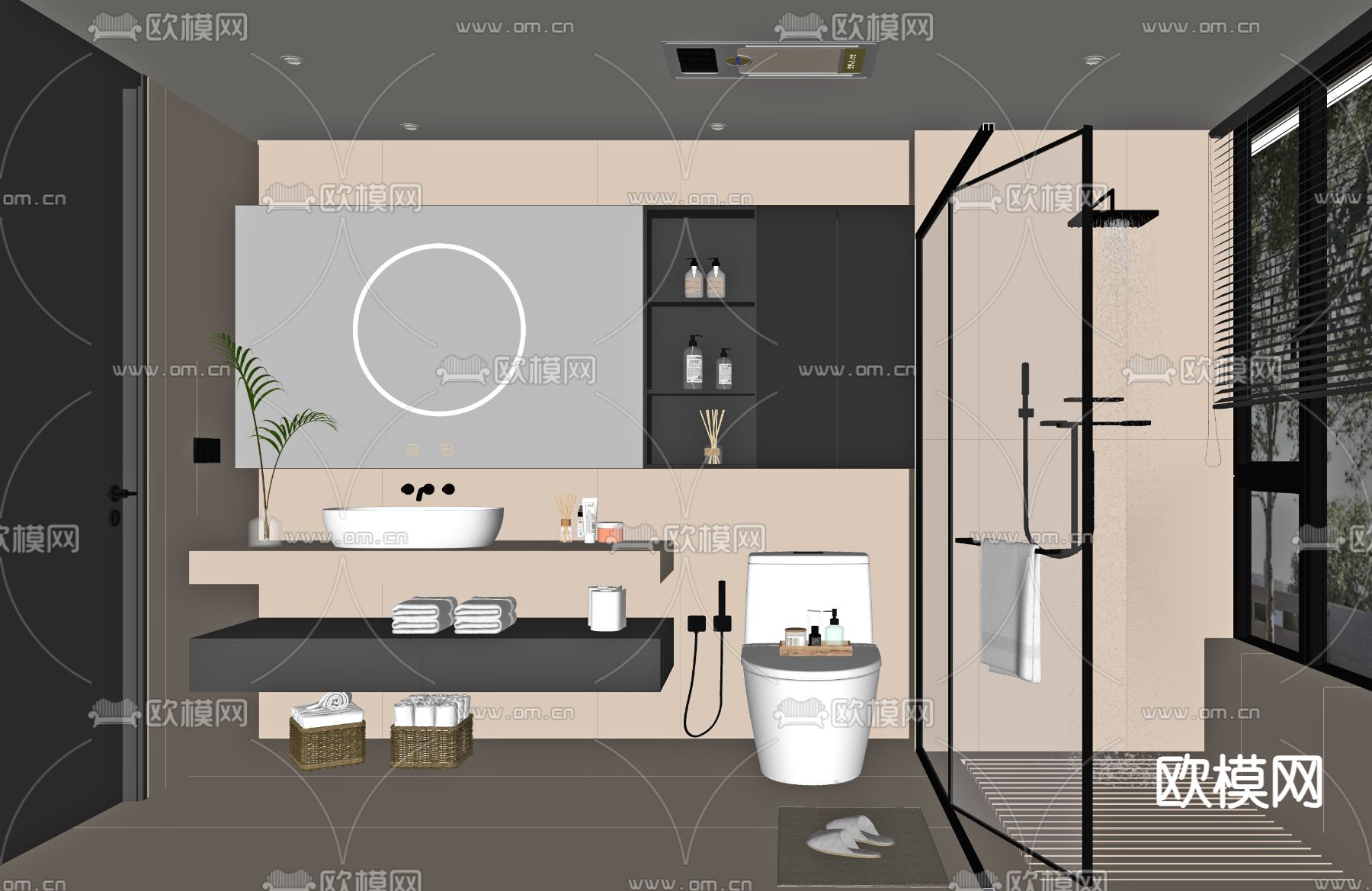 现代卫生间 浴室su模型下载（渲染图1）
