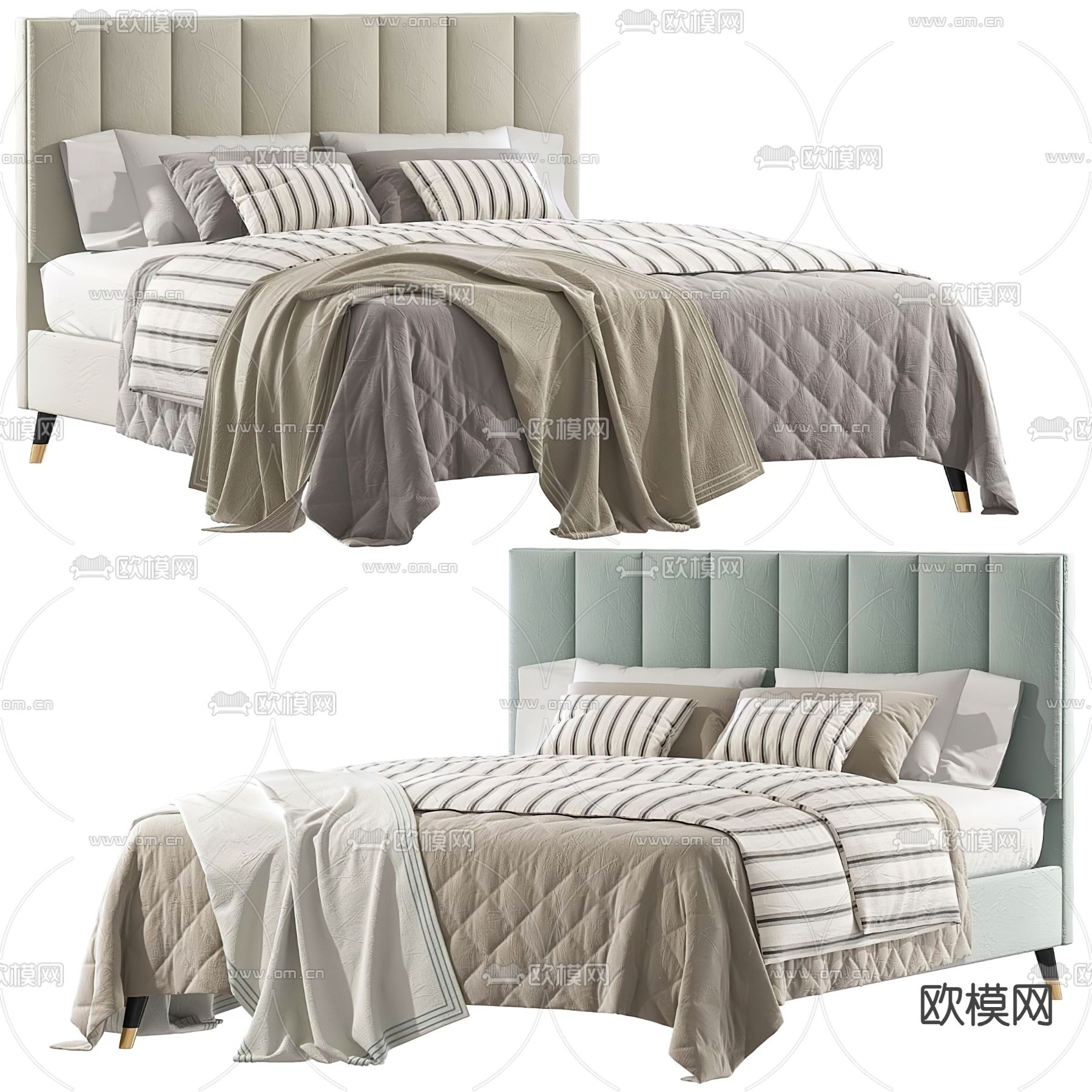 Meridiani 双人床3d模型下载（渲染图2）