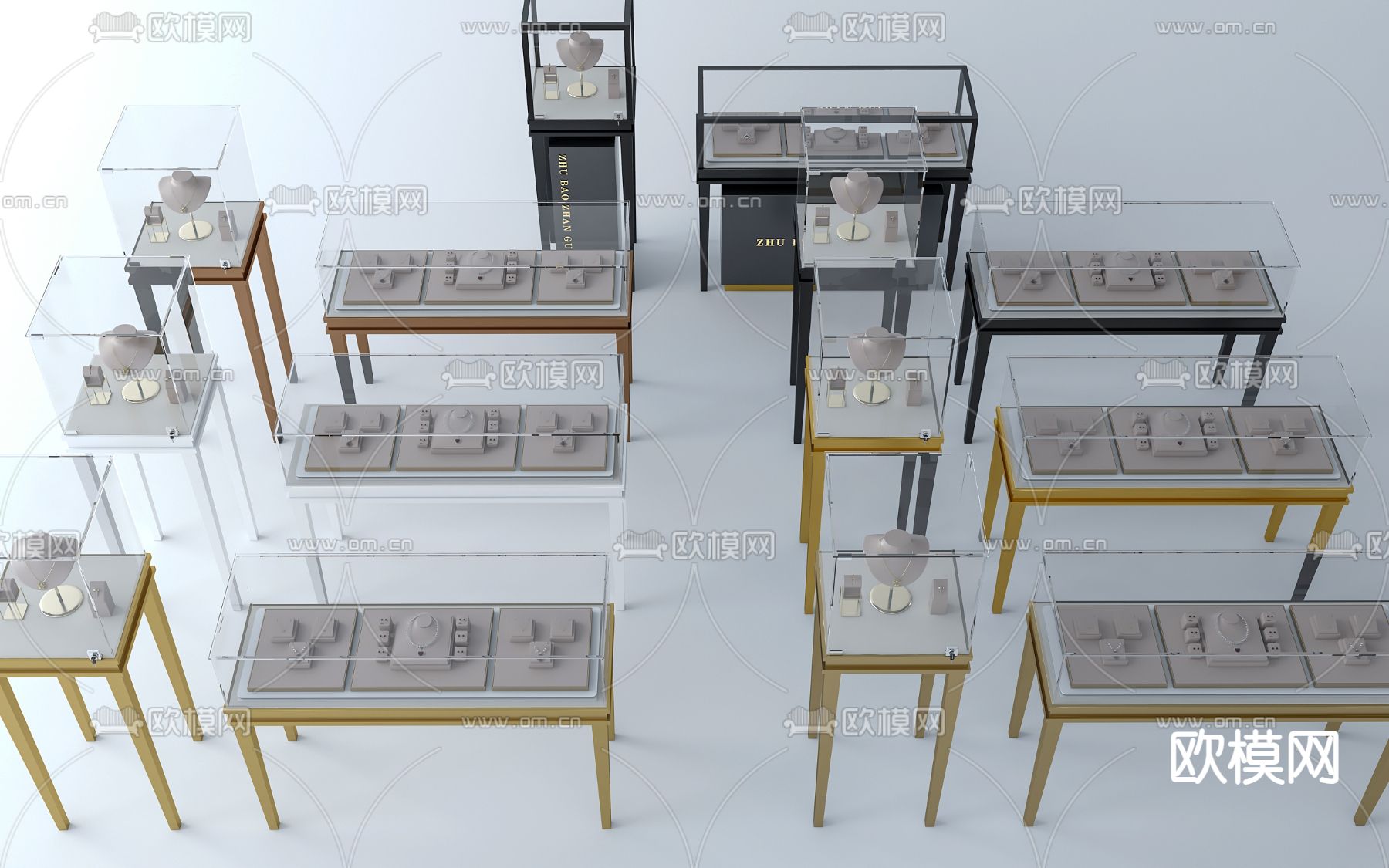 现代珠宝展示柜3d模型下载
