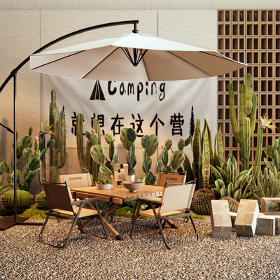  现代商业外摆 户外桌椅su模型 