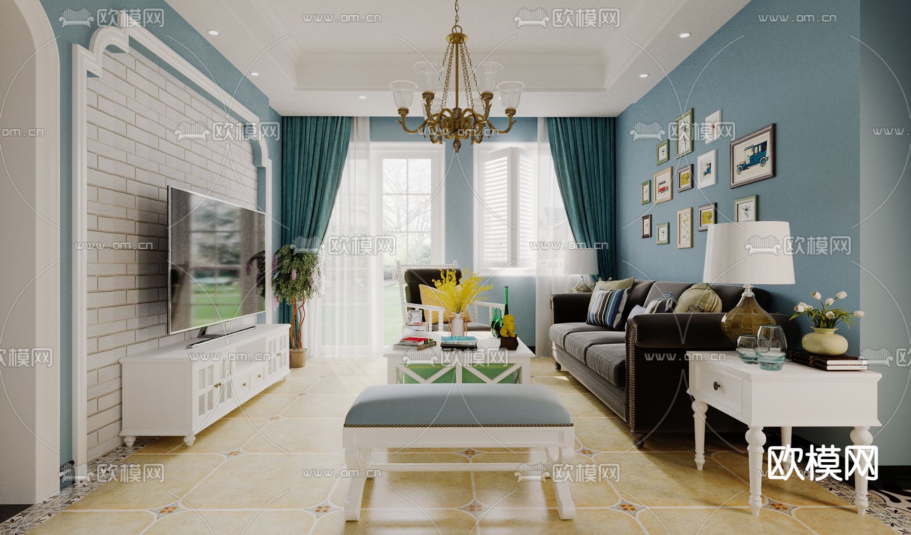 地中海客餐厅3d模型下载（渲染图1）