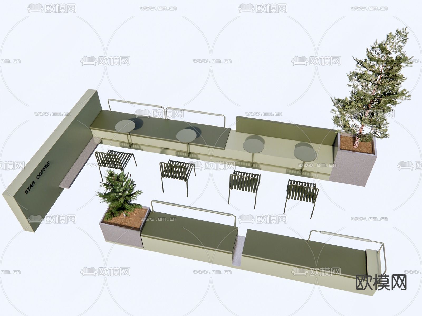 创意商业外摆su模型下载（渲染图1）
