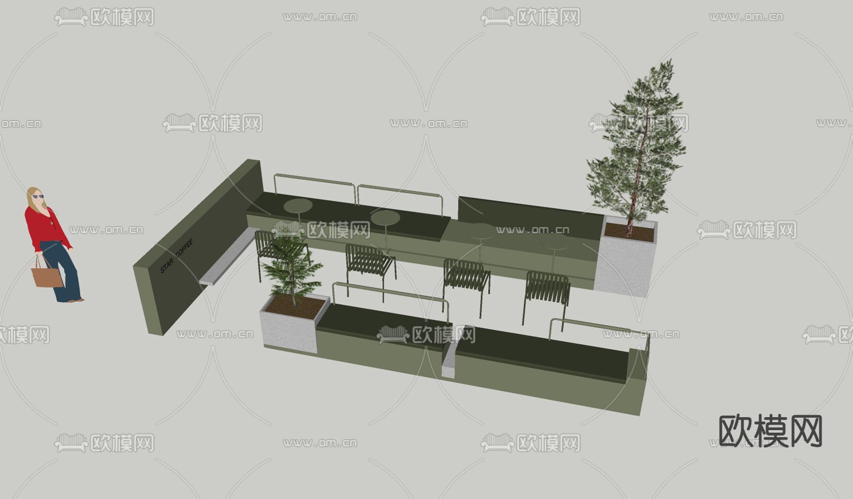 创意商业外摆su模型下载（渲染图3）