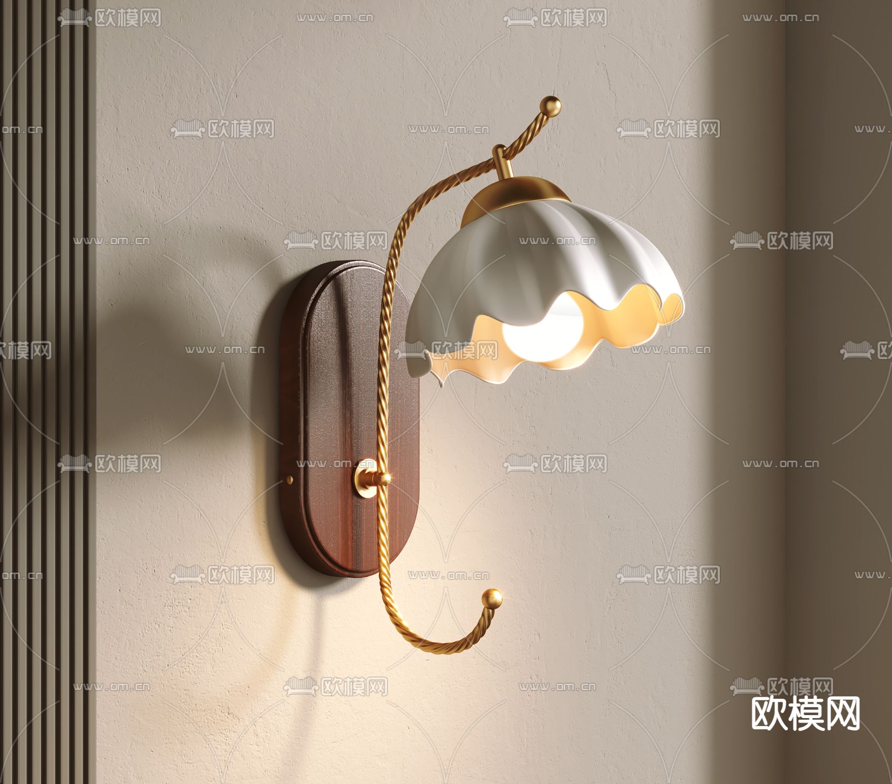 法式壁灯su模型下载（渲染图2）