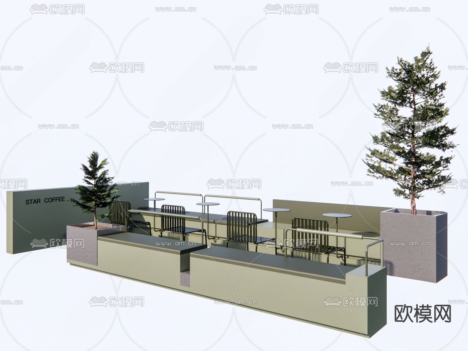 创意商业外摆su模型下载（渲染图2）