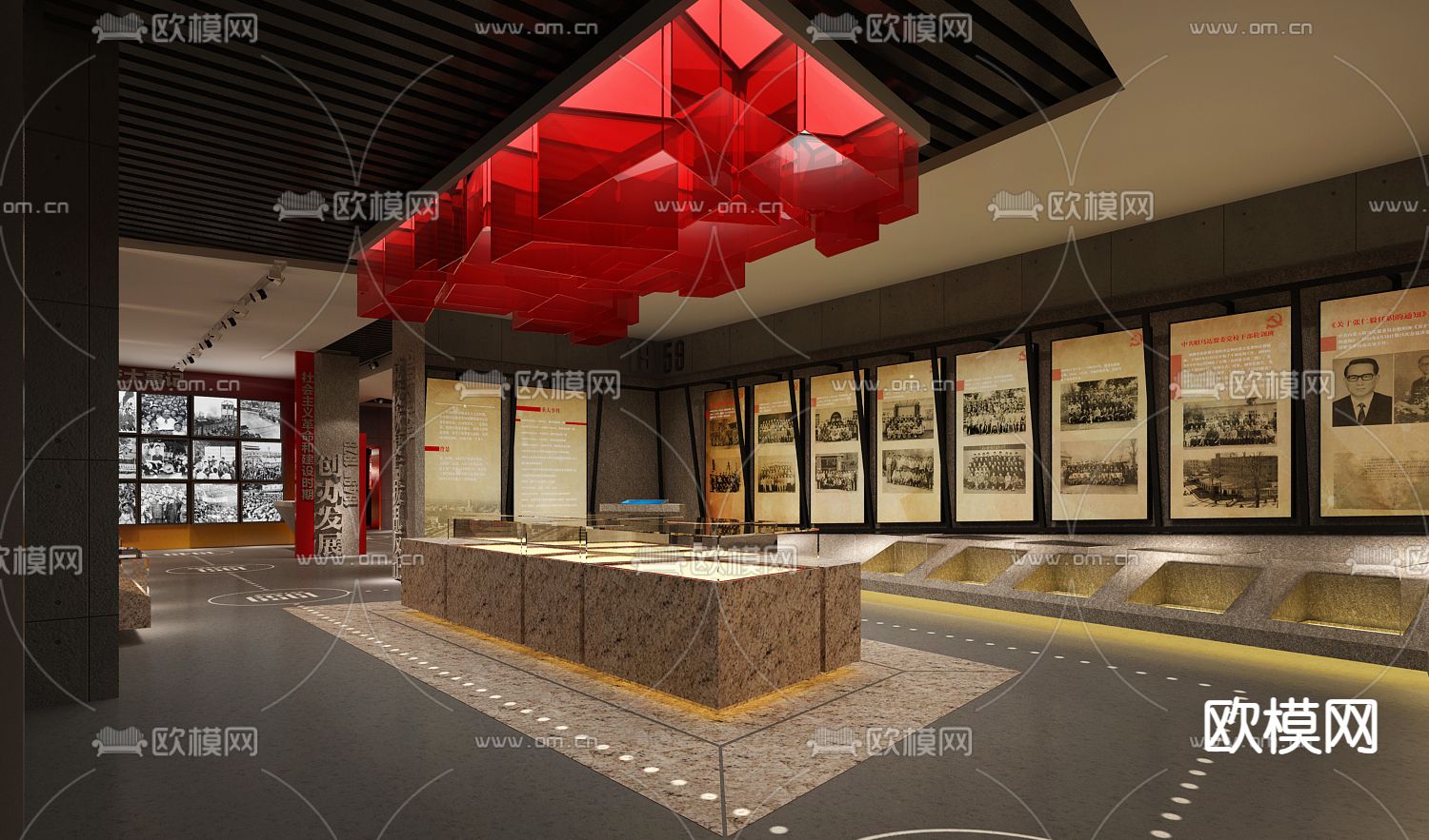 新中式博物馆 校史馆3d模型下载（渲染图10）