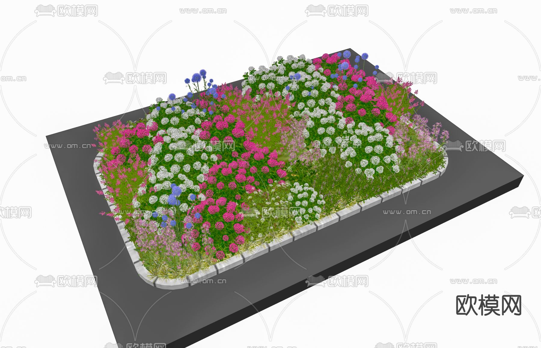 花坛 花池 花箱 灌木花镜su模型下载（渲染图1）