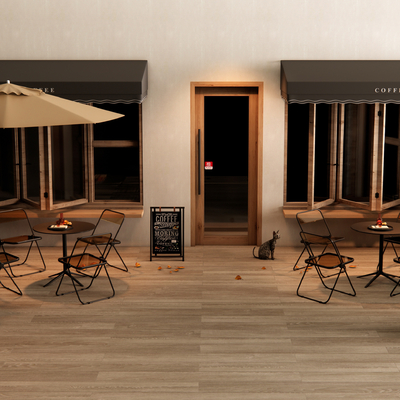  现代咖啡厅外摆 户外桌椅su模型 