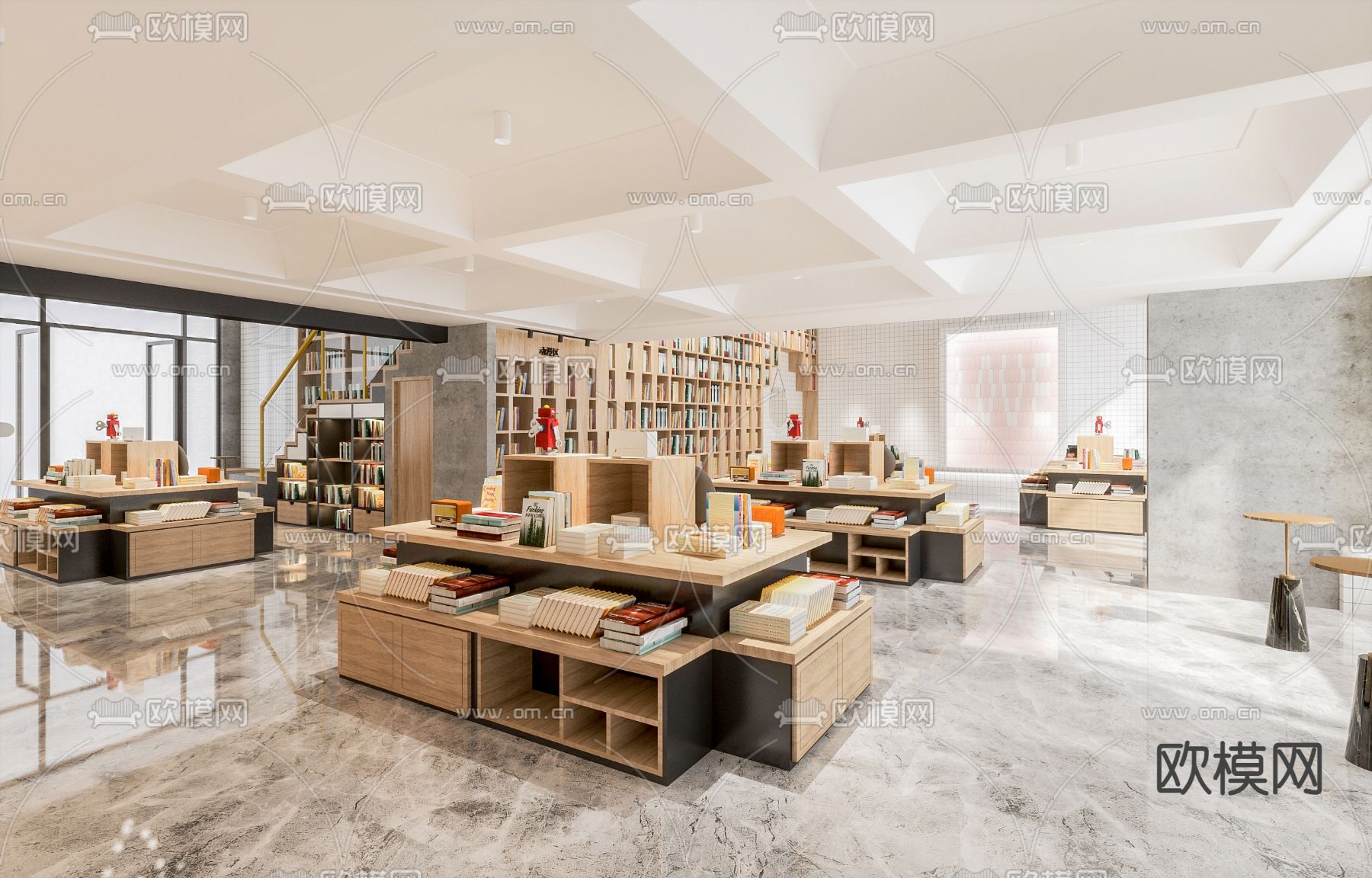 工业风书店 图书馆3d模型下载（渲染图3）