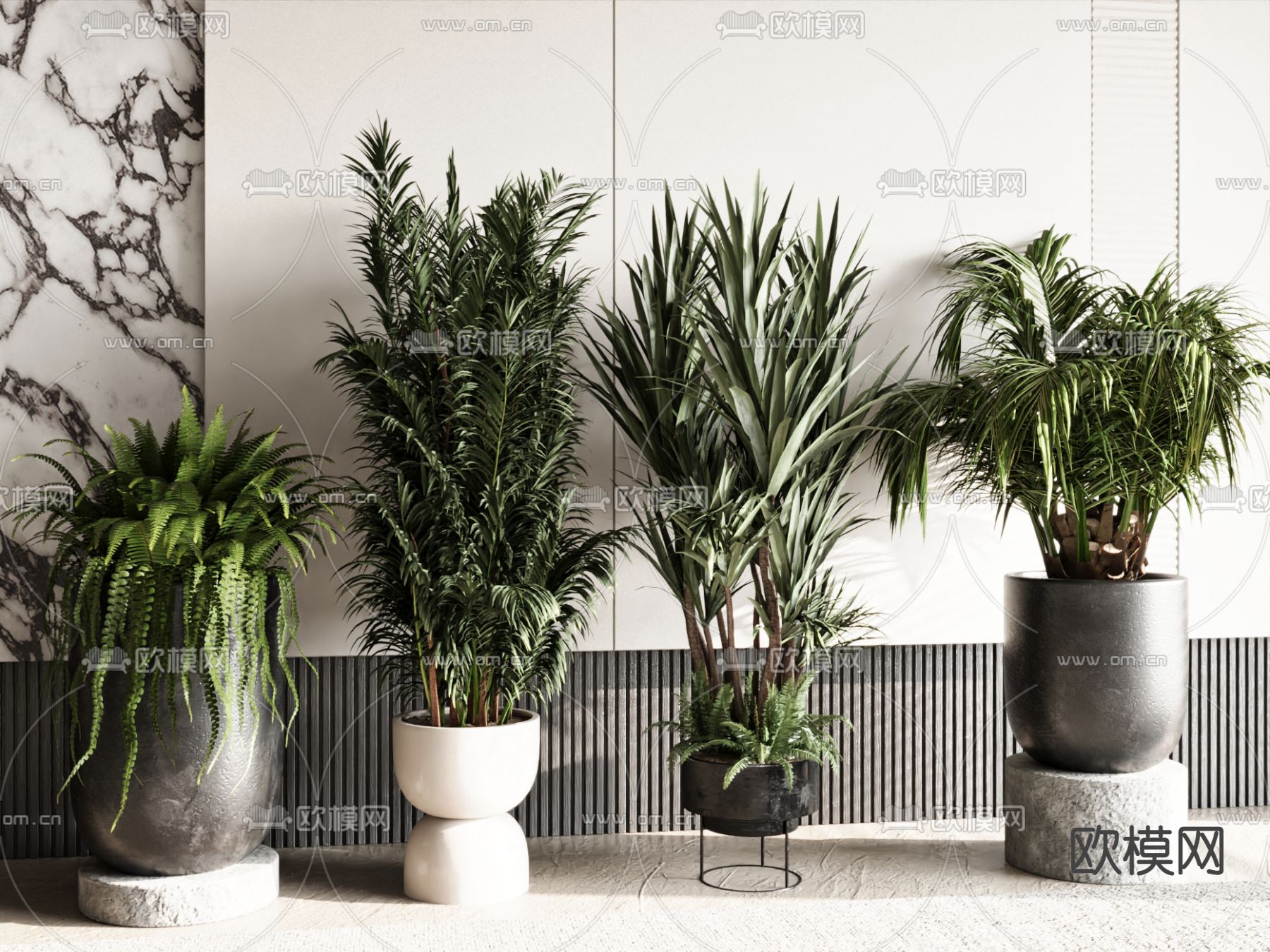 现代绿植 盆栽su模型下载（渲染图2）