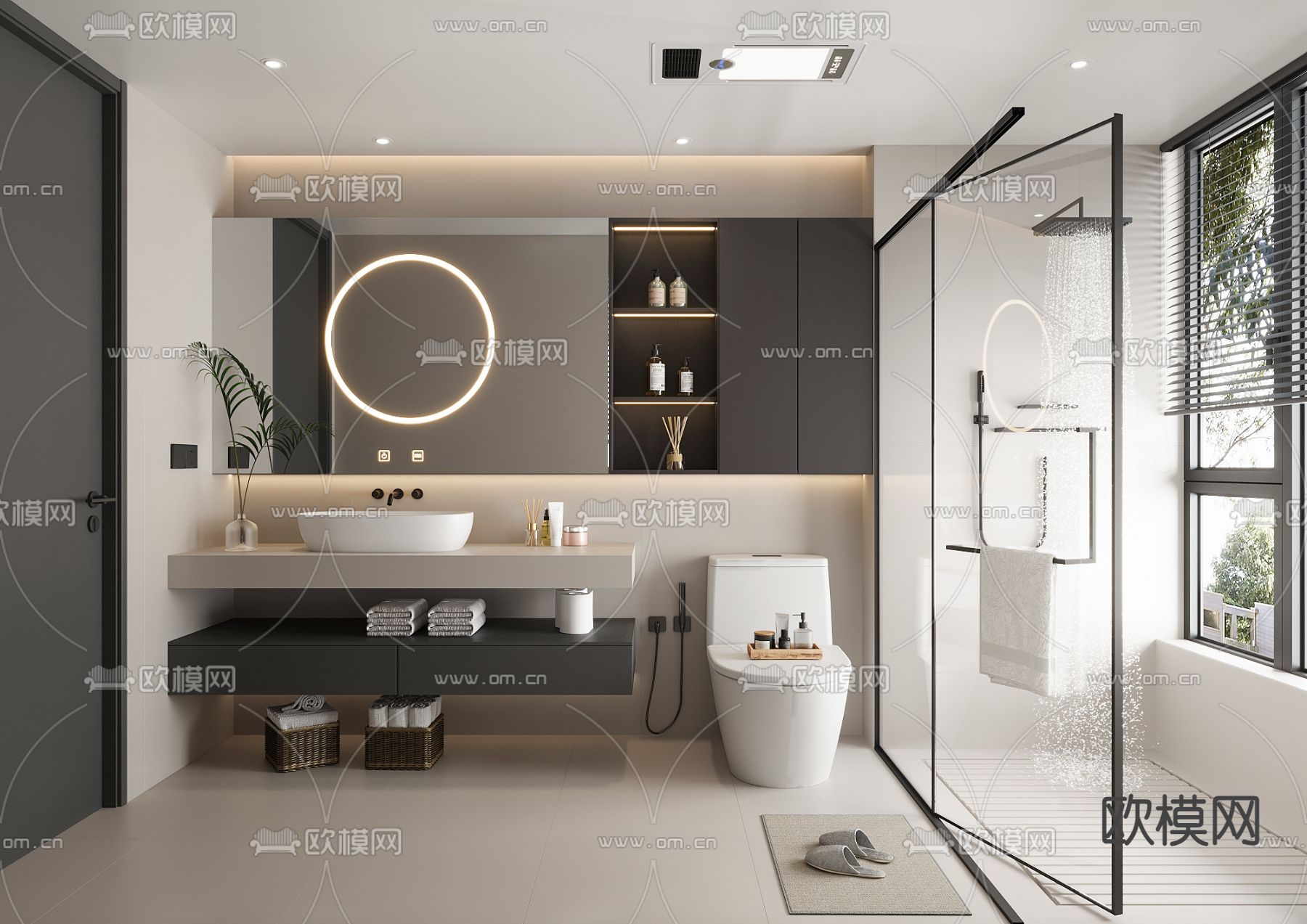 现代卫生间 浴室su模型下载（渲染图2）