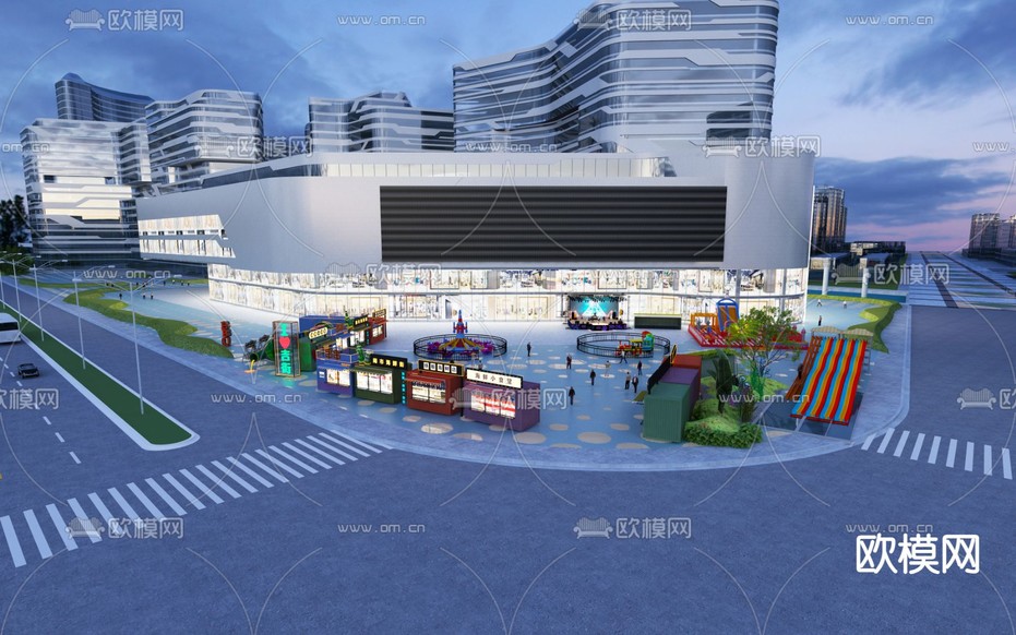 商场外观 商业综合体3d模型下载