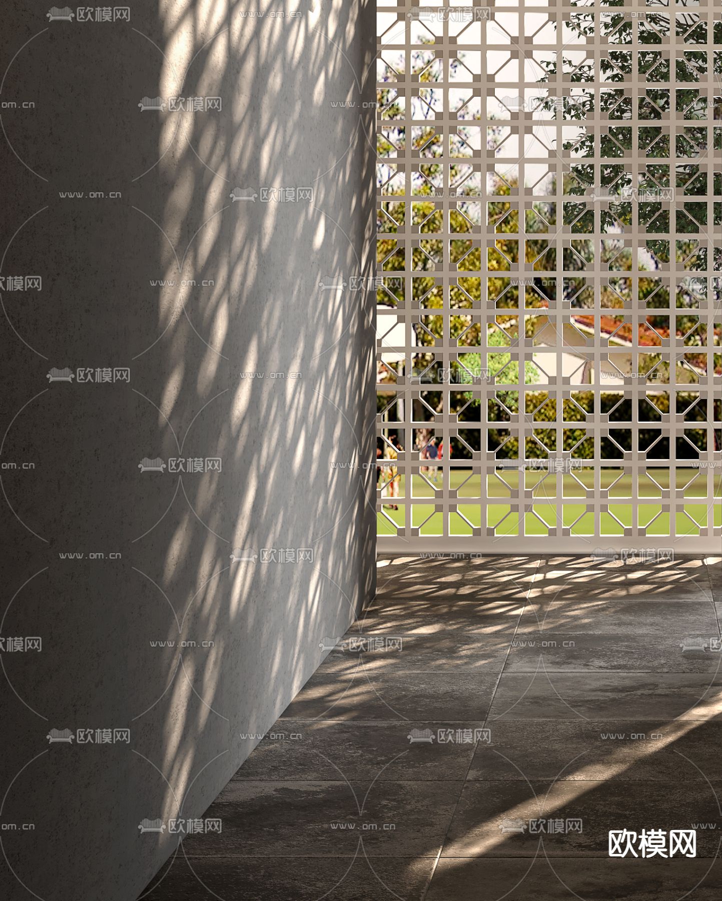 光影墙面  廊道走廊 壁灯3d模型下载（渲染图2）