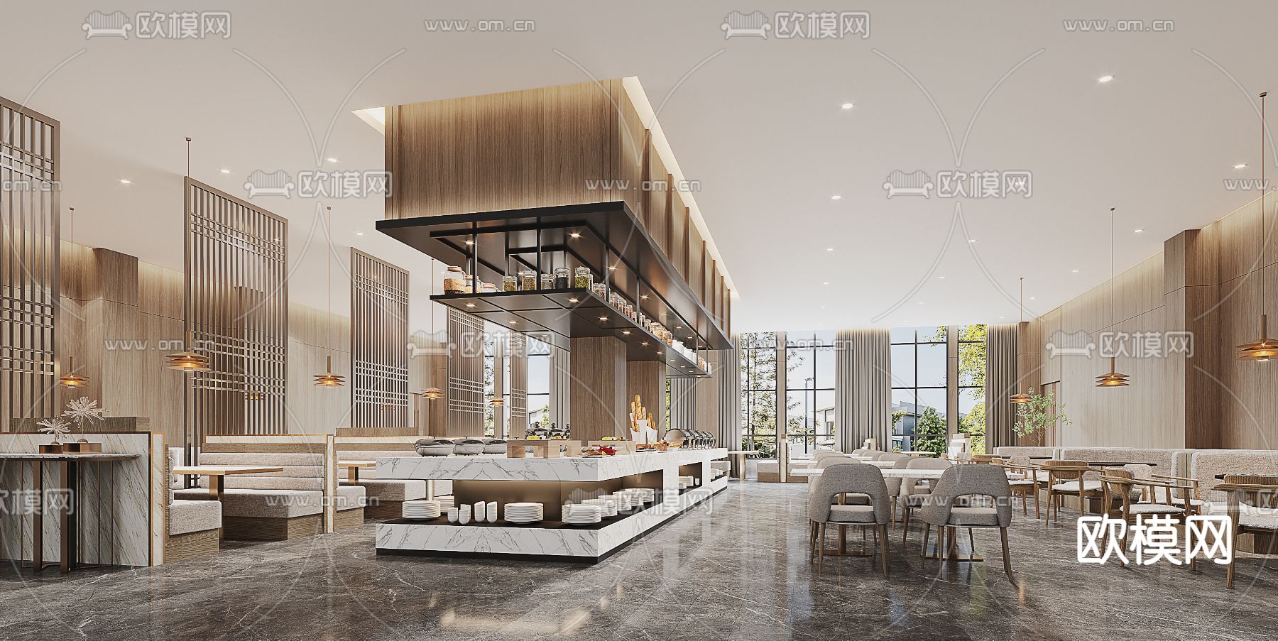 自助餐厅 全日制餐厅3d模型下载