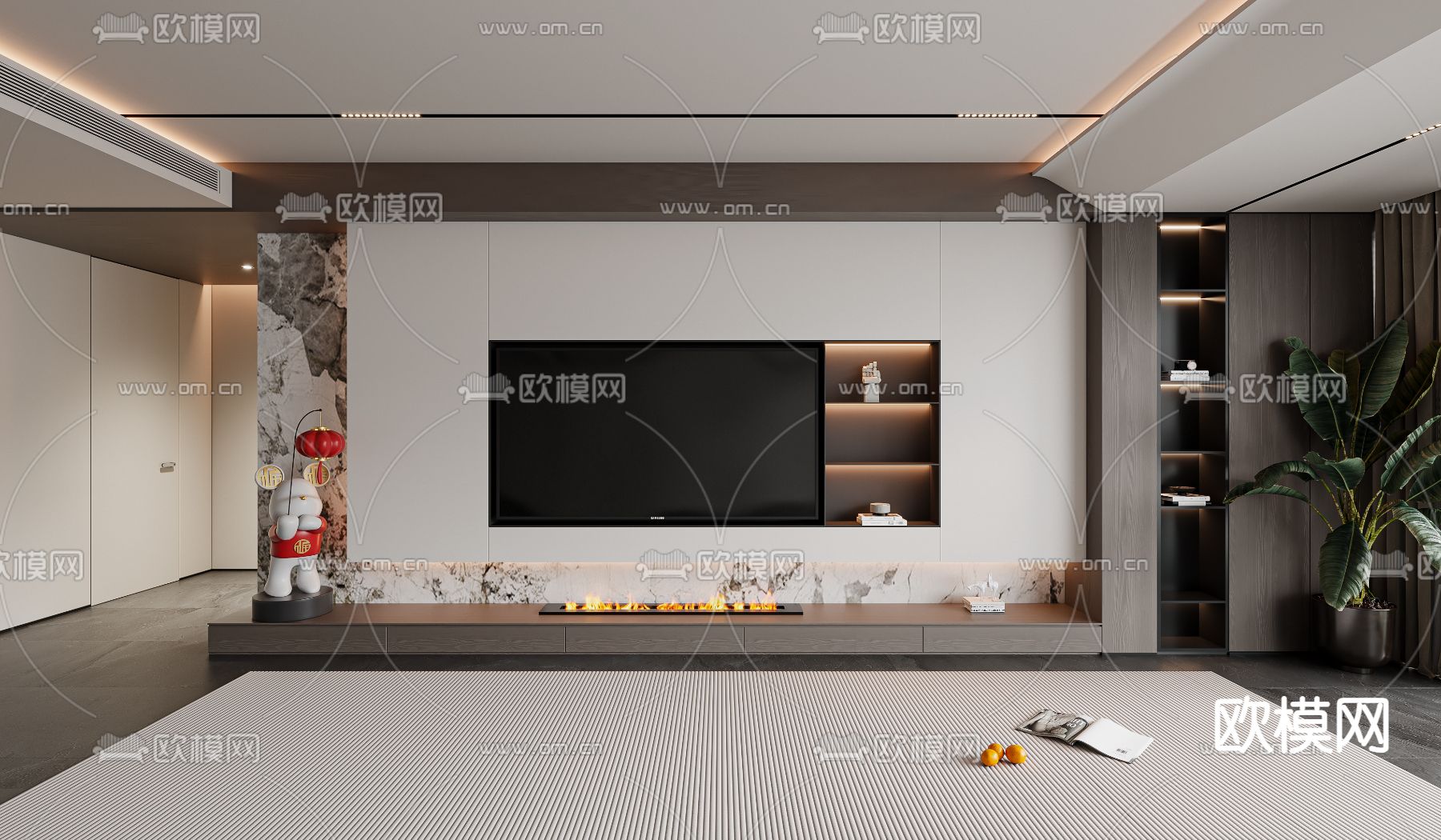 现代电视背景墙3d模型下载