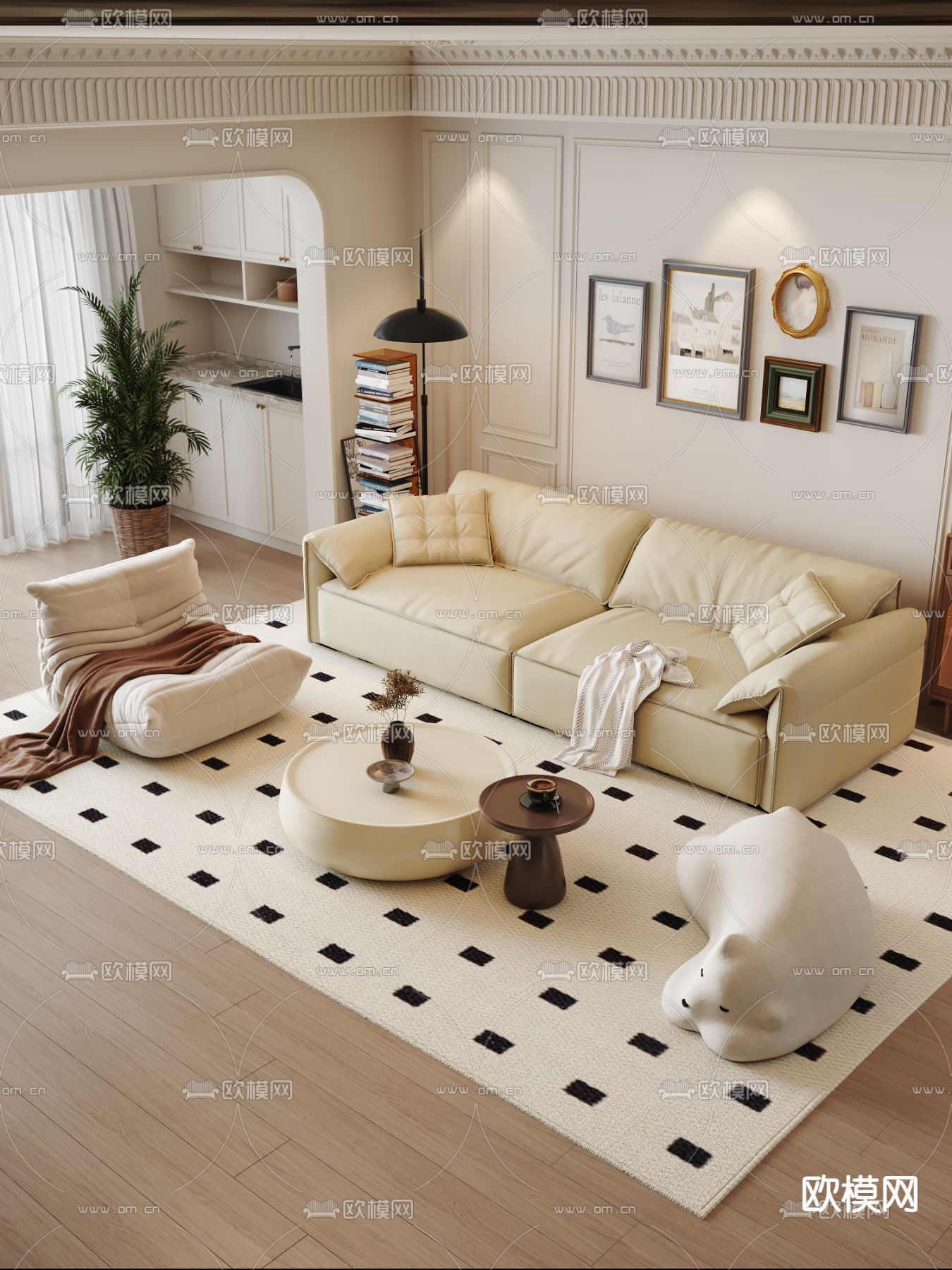 现代双人沙发3d模型下载