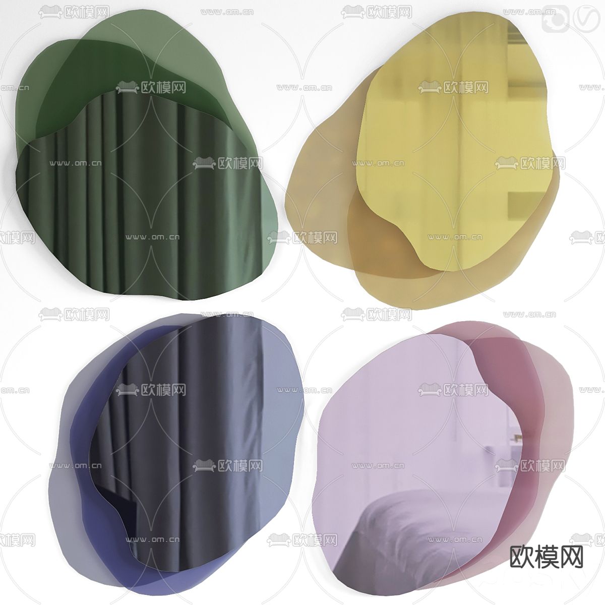 现代彩色挂镜3d模型下载