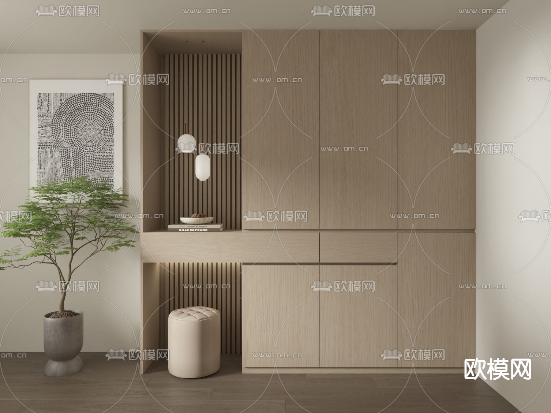 玄关鞋柜3d模型下载