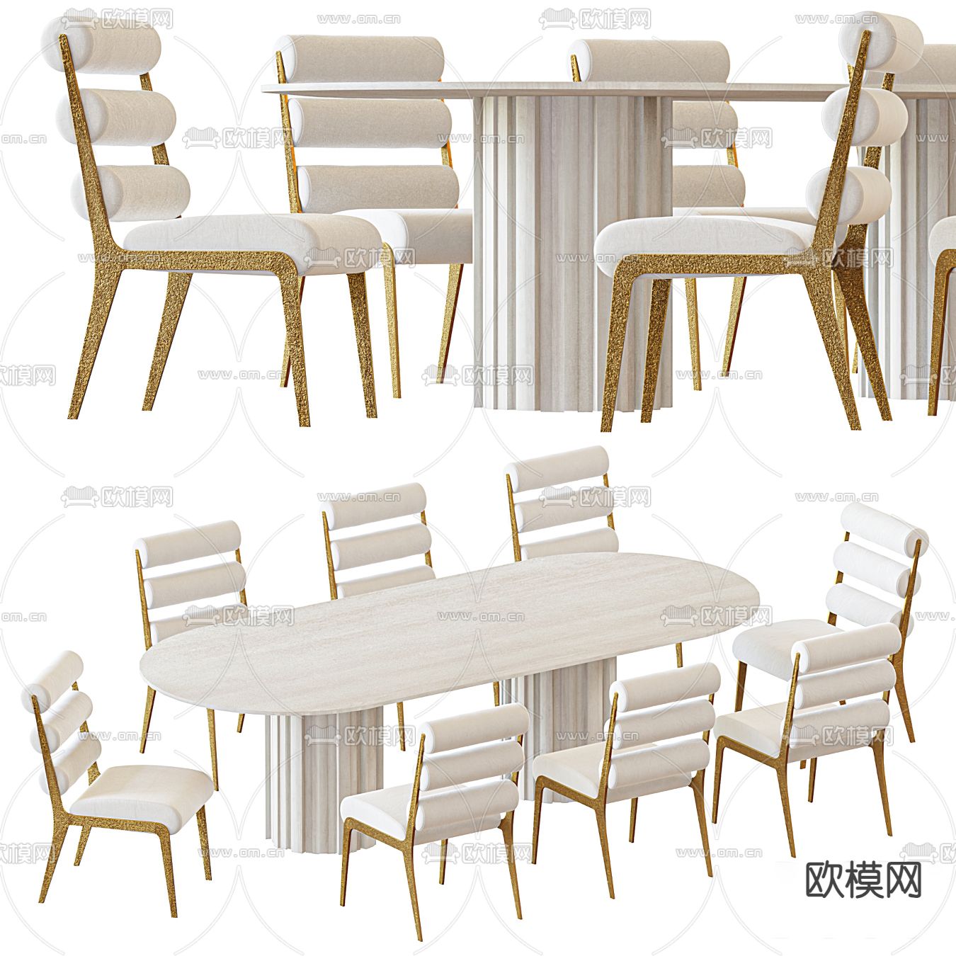 现代木质餐桌椅3d模型下载