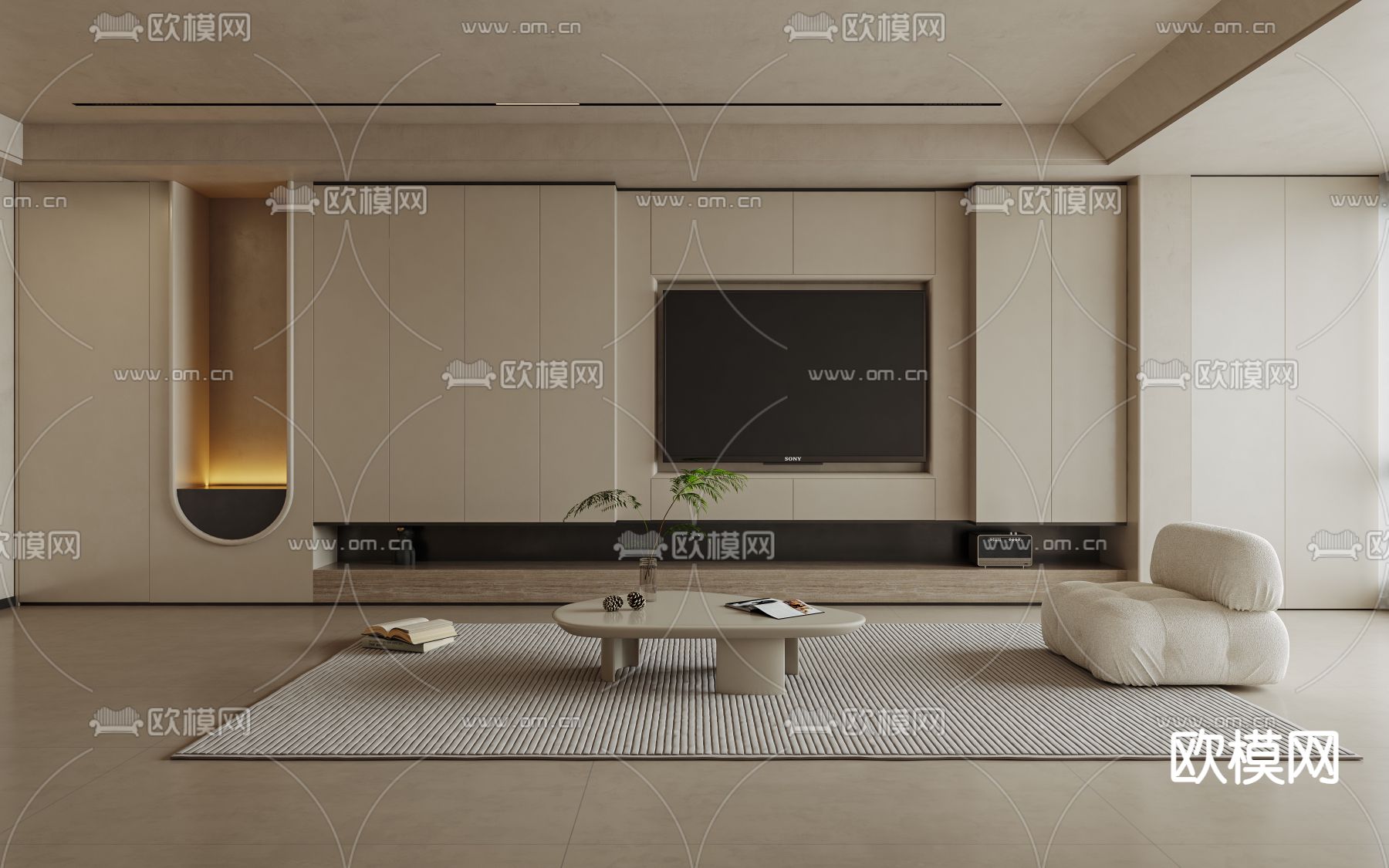 电视背景墙3d模型下载