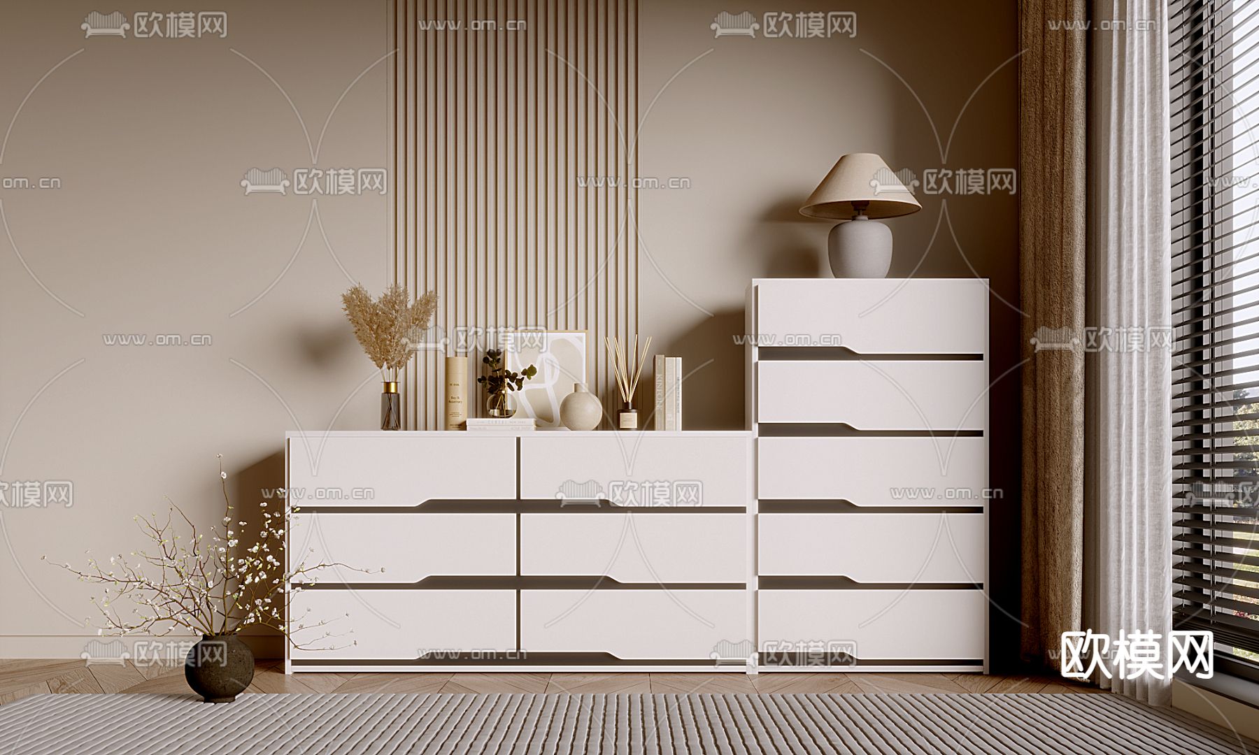 现代斗柜 边柜3d模型下载