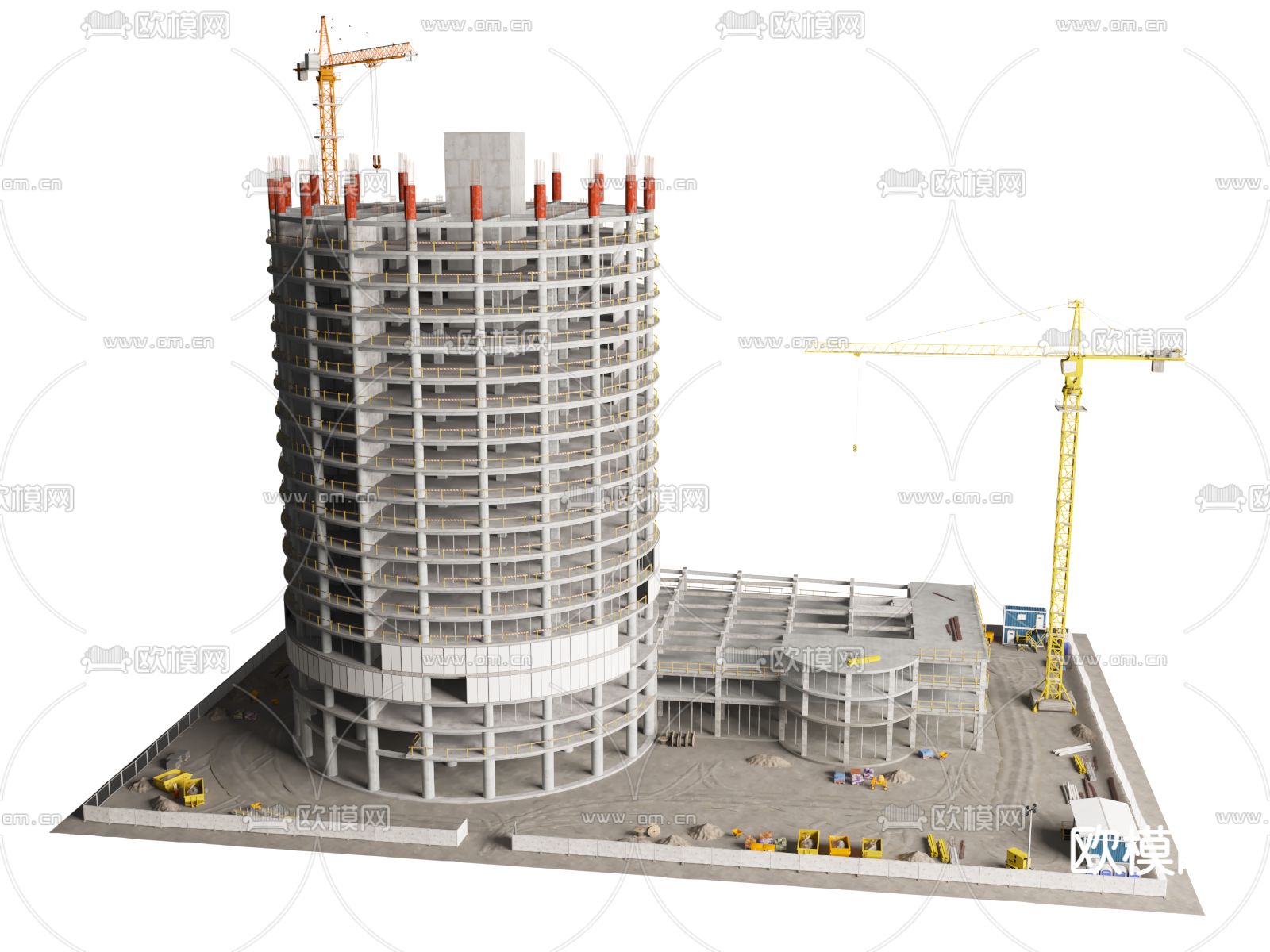 大楼施工 施工工地3d模型下载