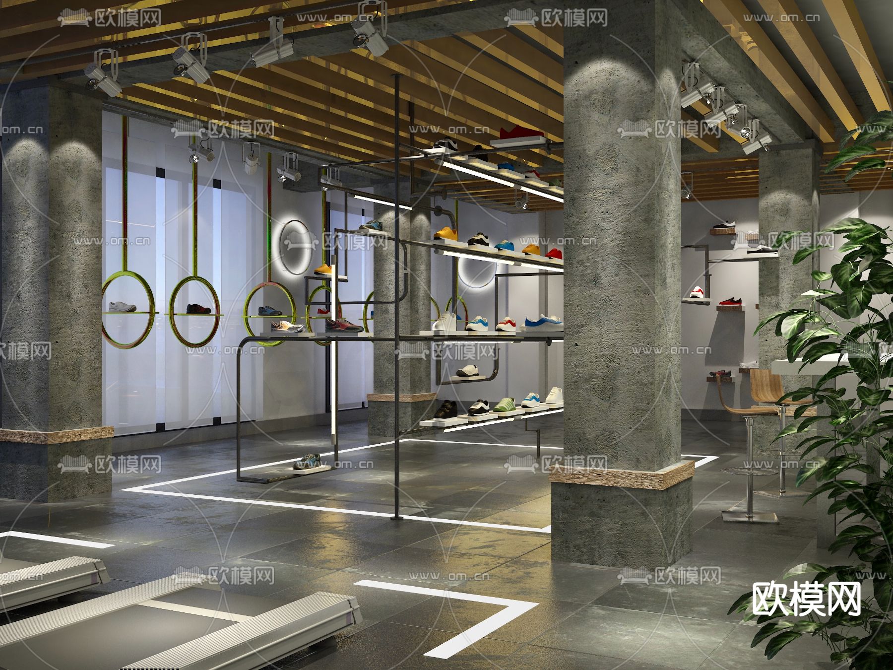 工业风鞋店3d模型下载