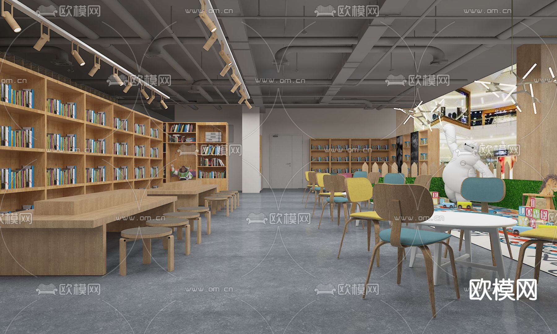 商场儿童培训室3d模型下载（渲染图1）