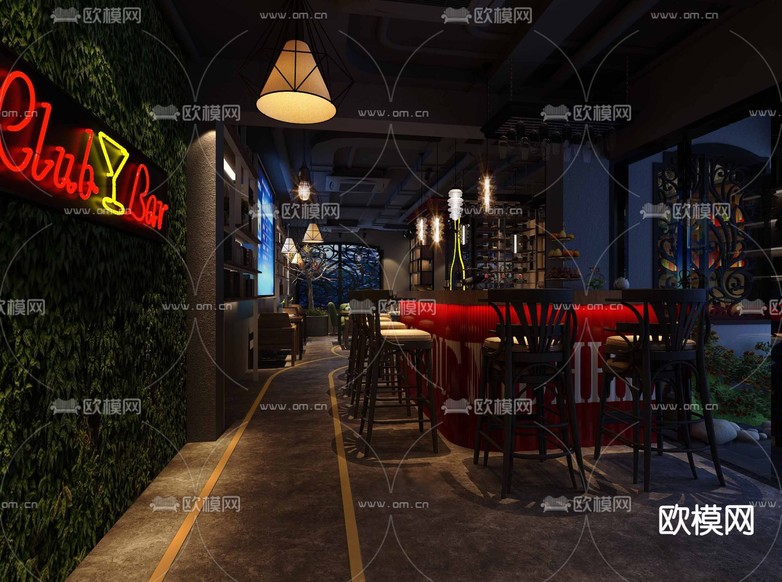 暗黑风酒吧 清吧3d模型下载