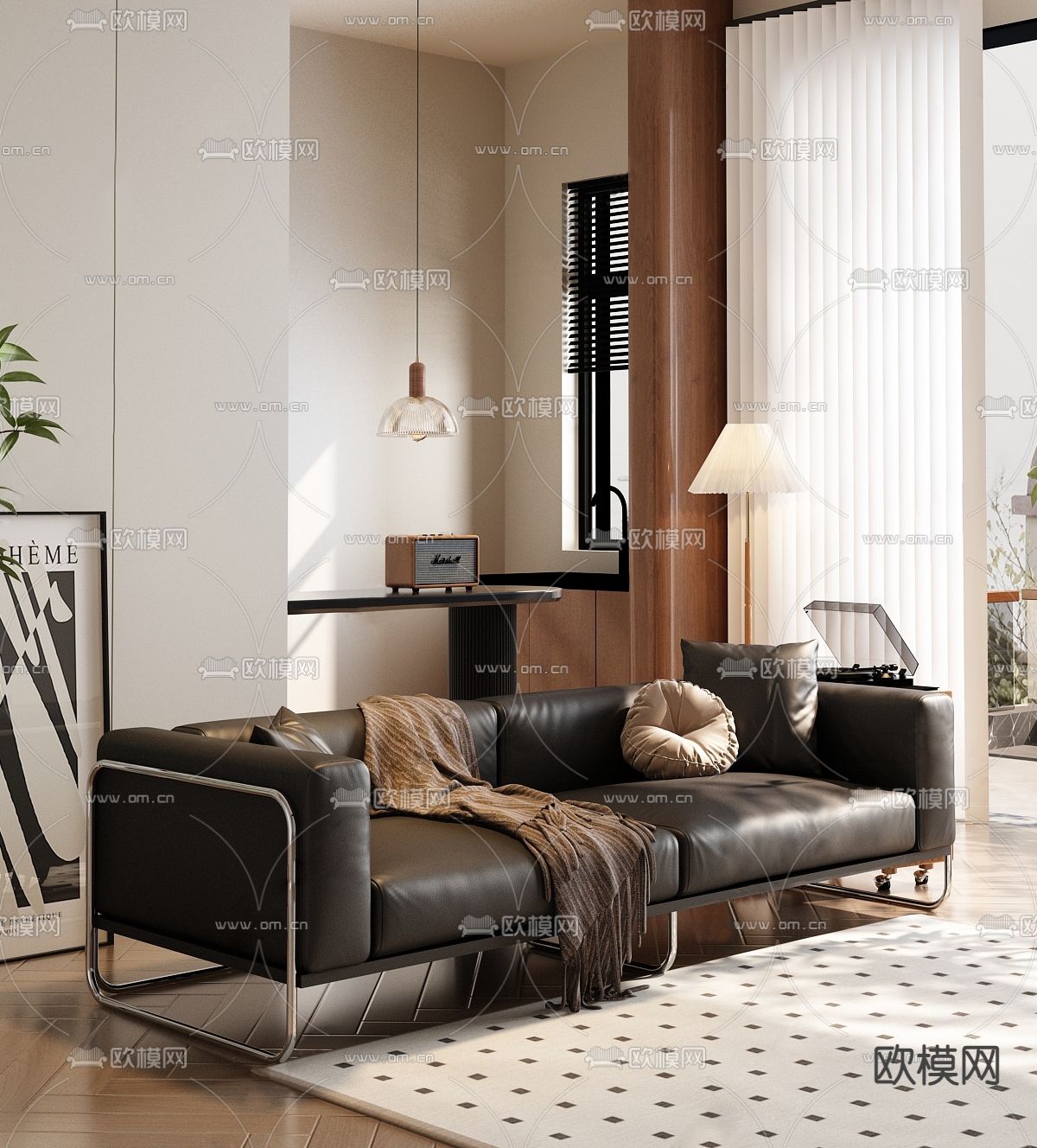 中古风 双人沙发3d模型下载