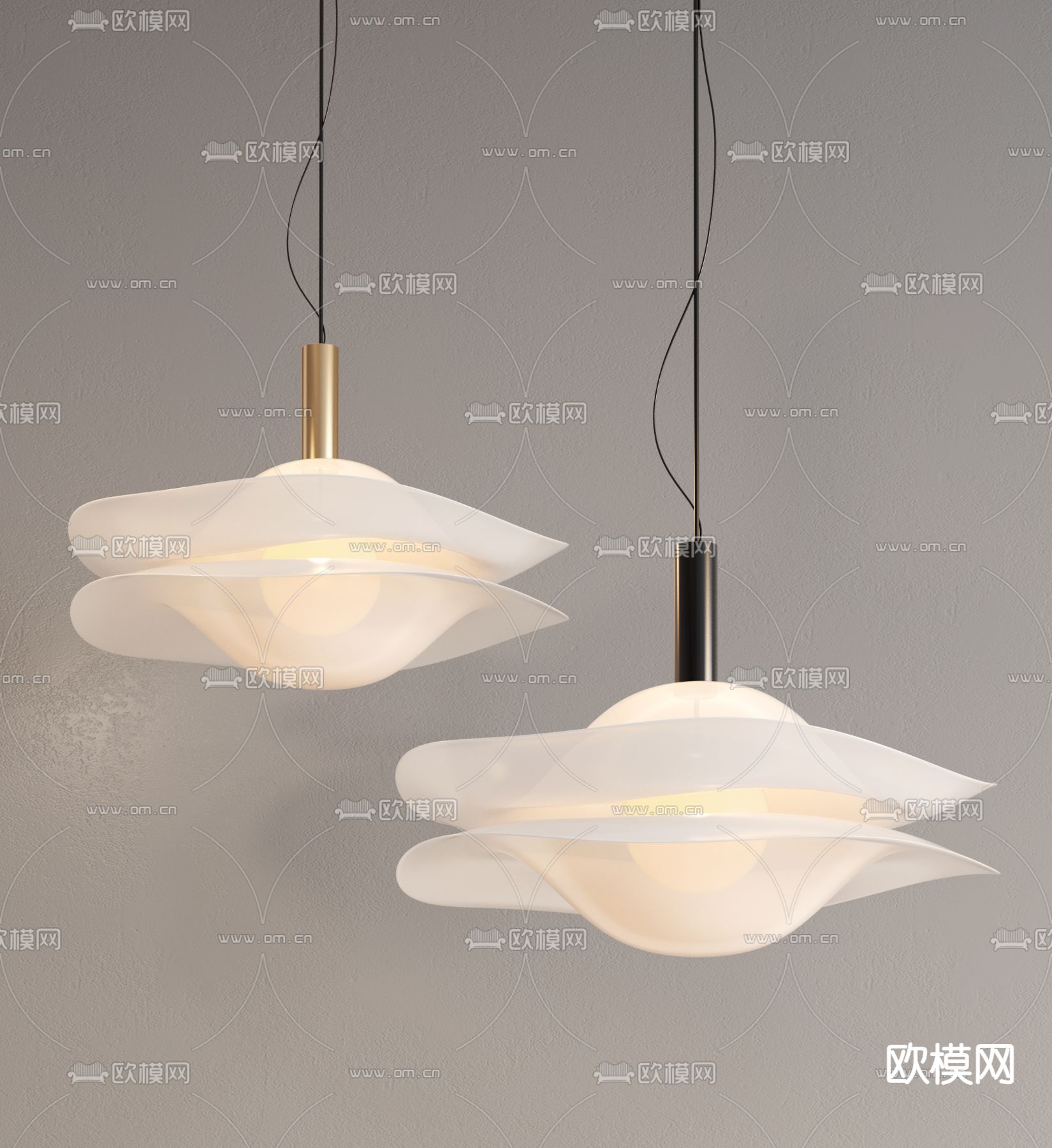 奶油风创意吊灯 玻璃吊灯3d模型下载