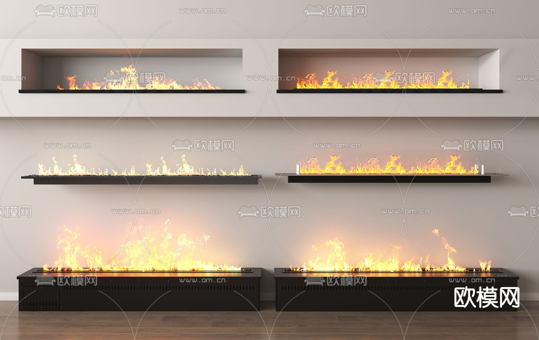 现代电子炉 壁炉3d模型下载
