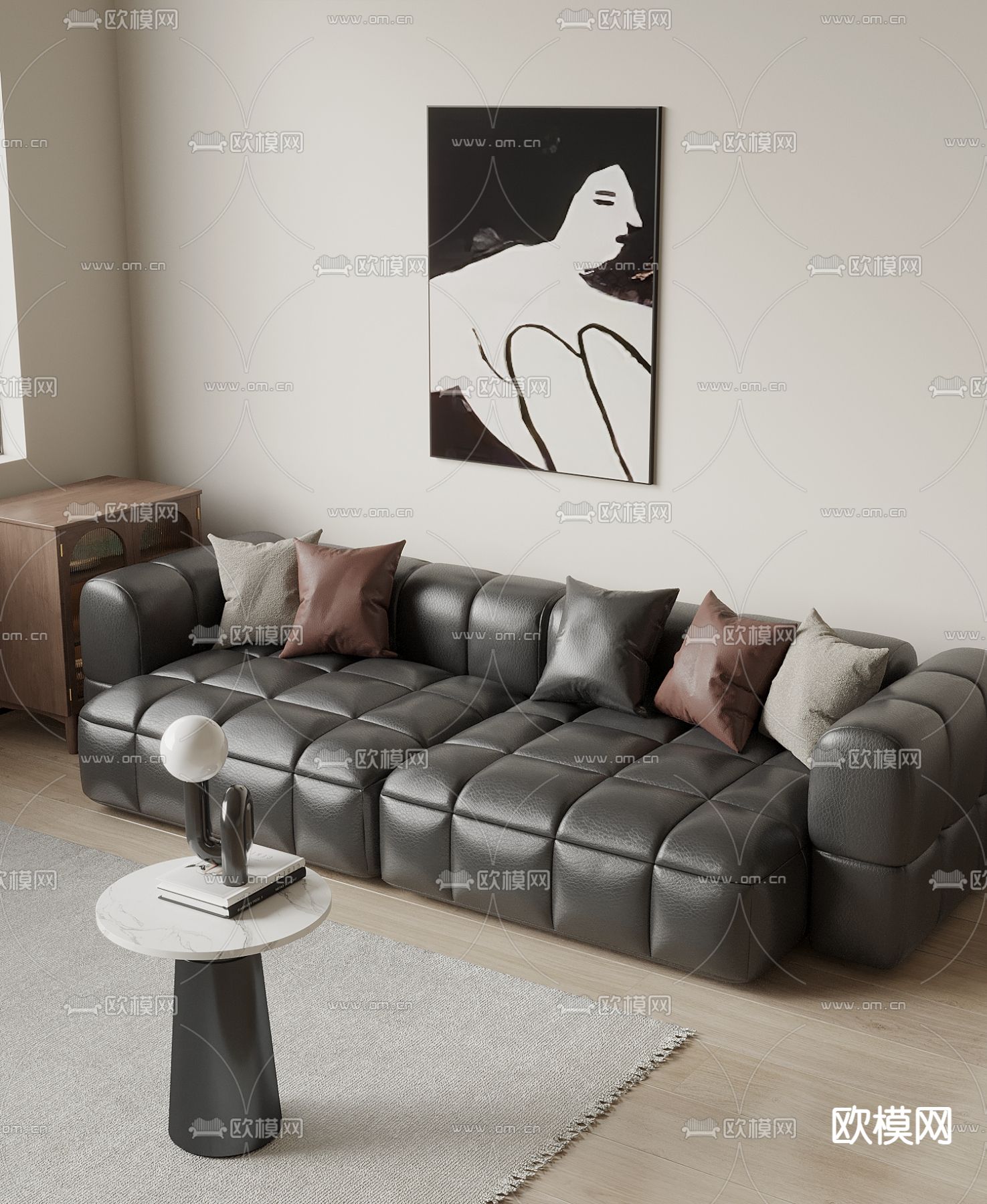 皮革沙发 双人沙发3d模型下载