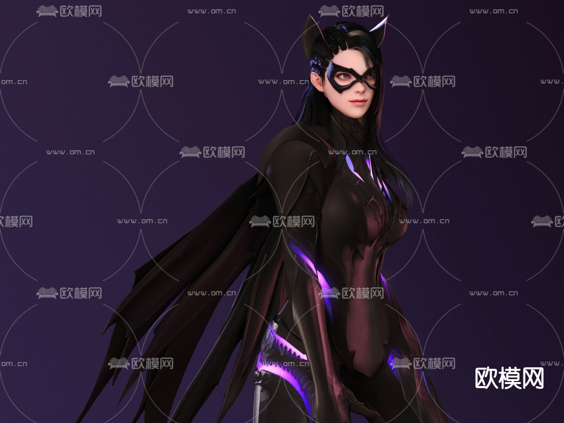 游戏角色 猫女 女战士3d模型下载（渲染图1）