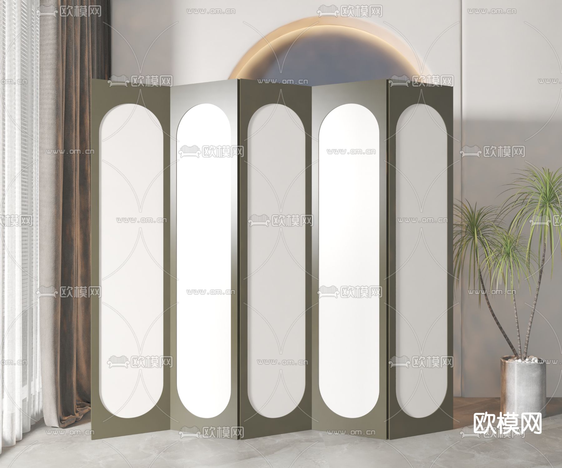 法式屏风3d模型下载