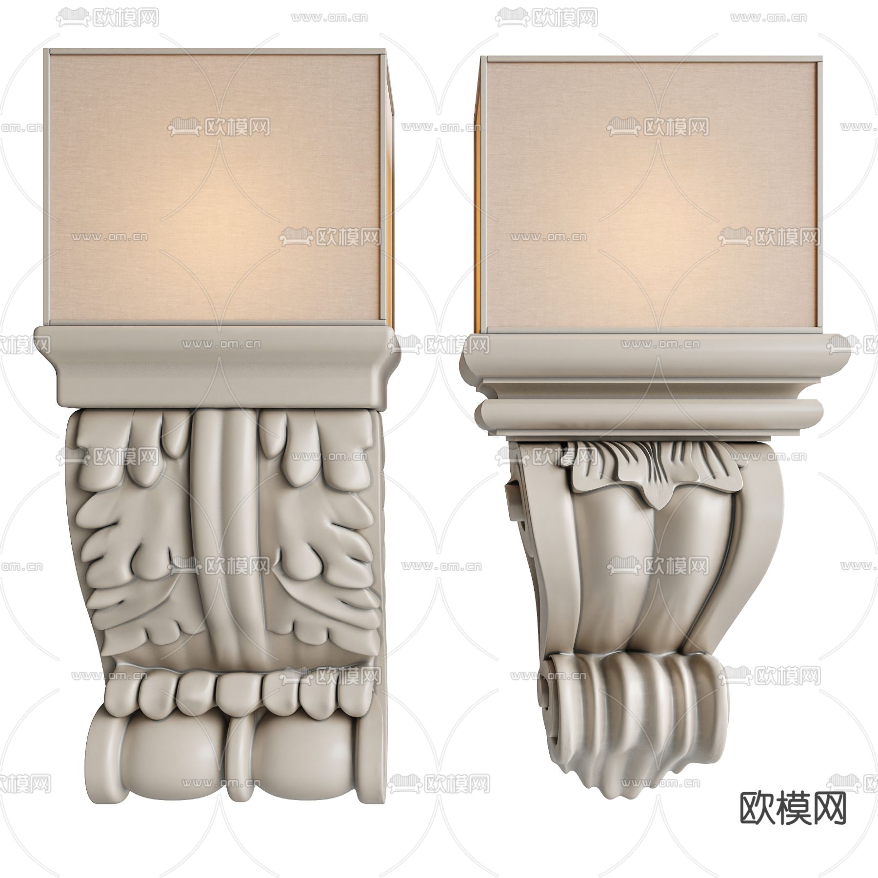 法式壁灯 石膏灯3d模型下载