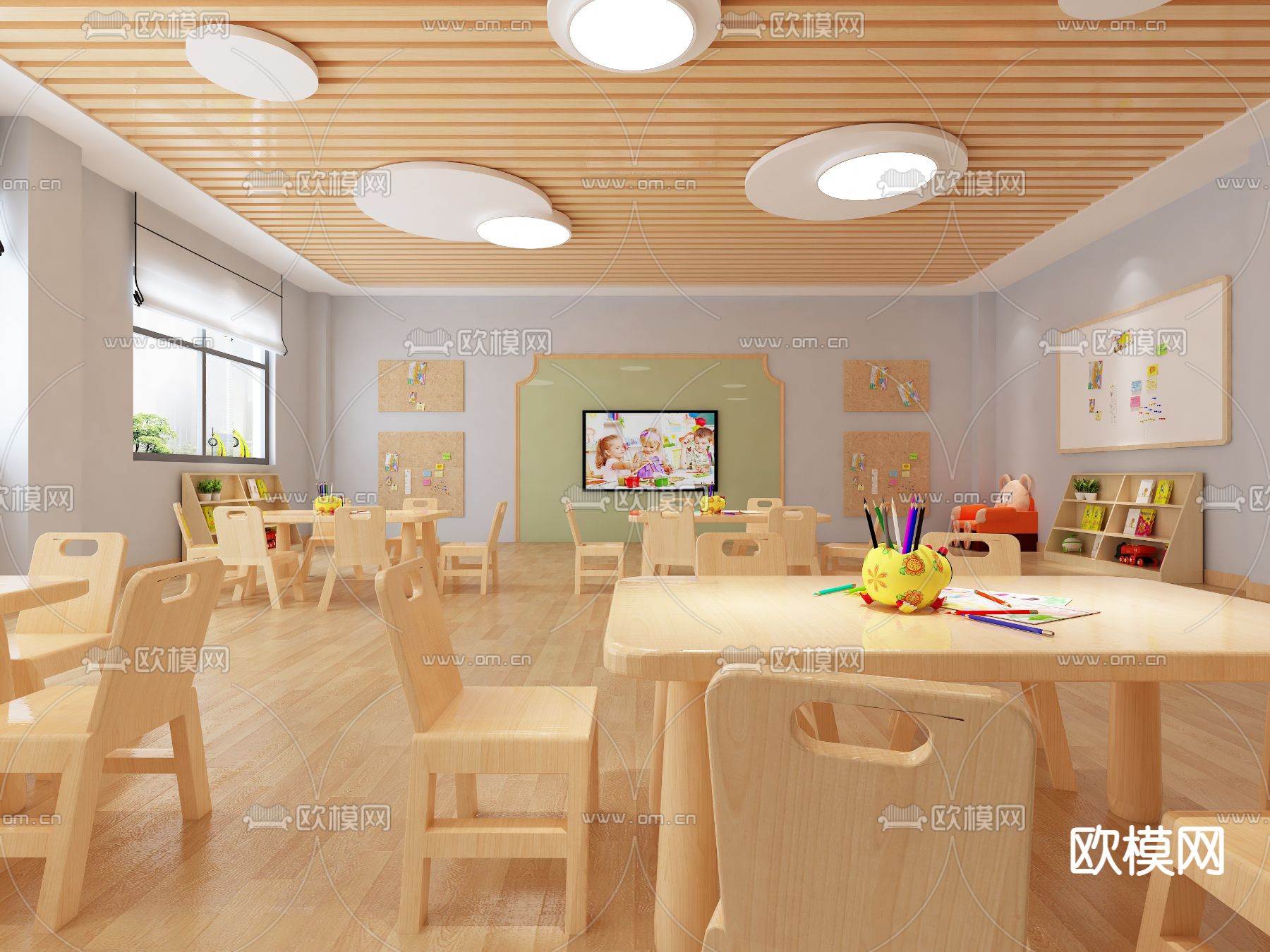 北欧幼儿园3d模型下载