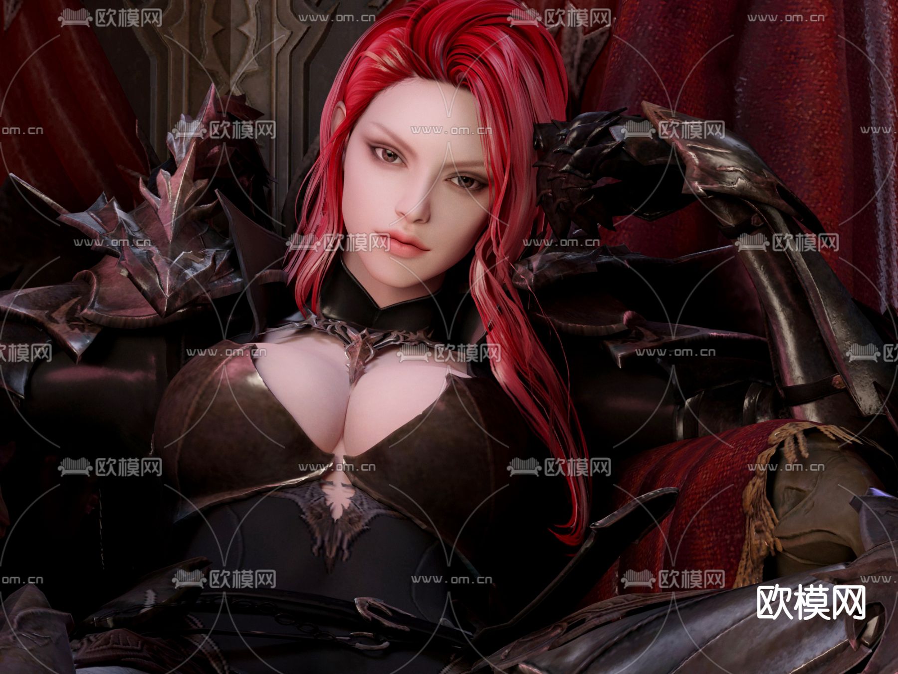 游戏角色 女战士 红发魔女3d模型下载（渲染图2）