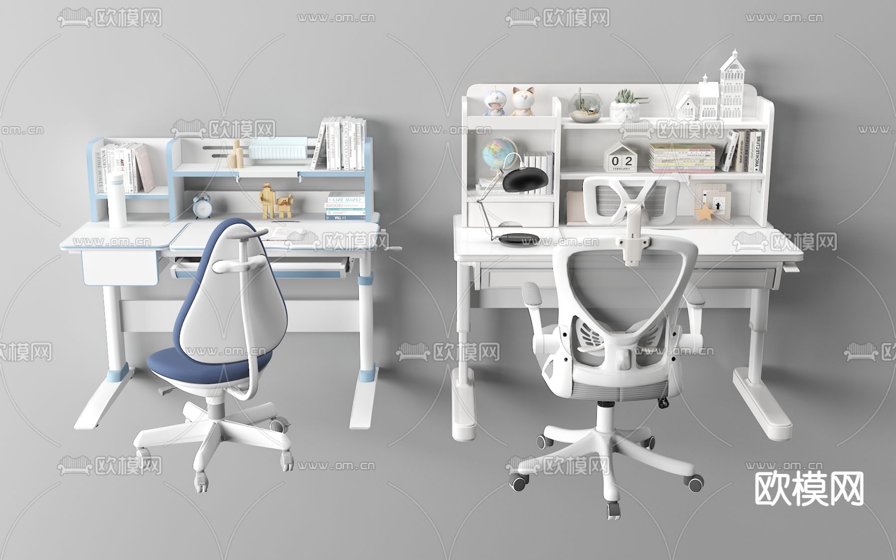 现代书桌 儿童书桌3d模型下载