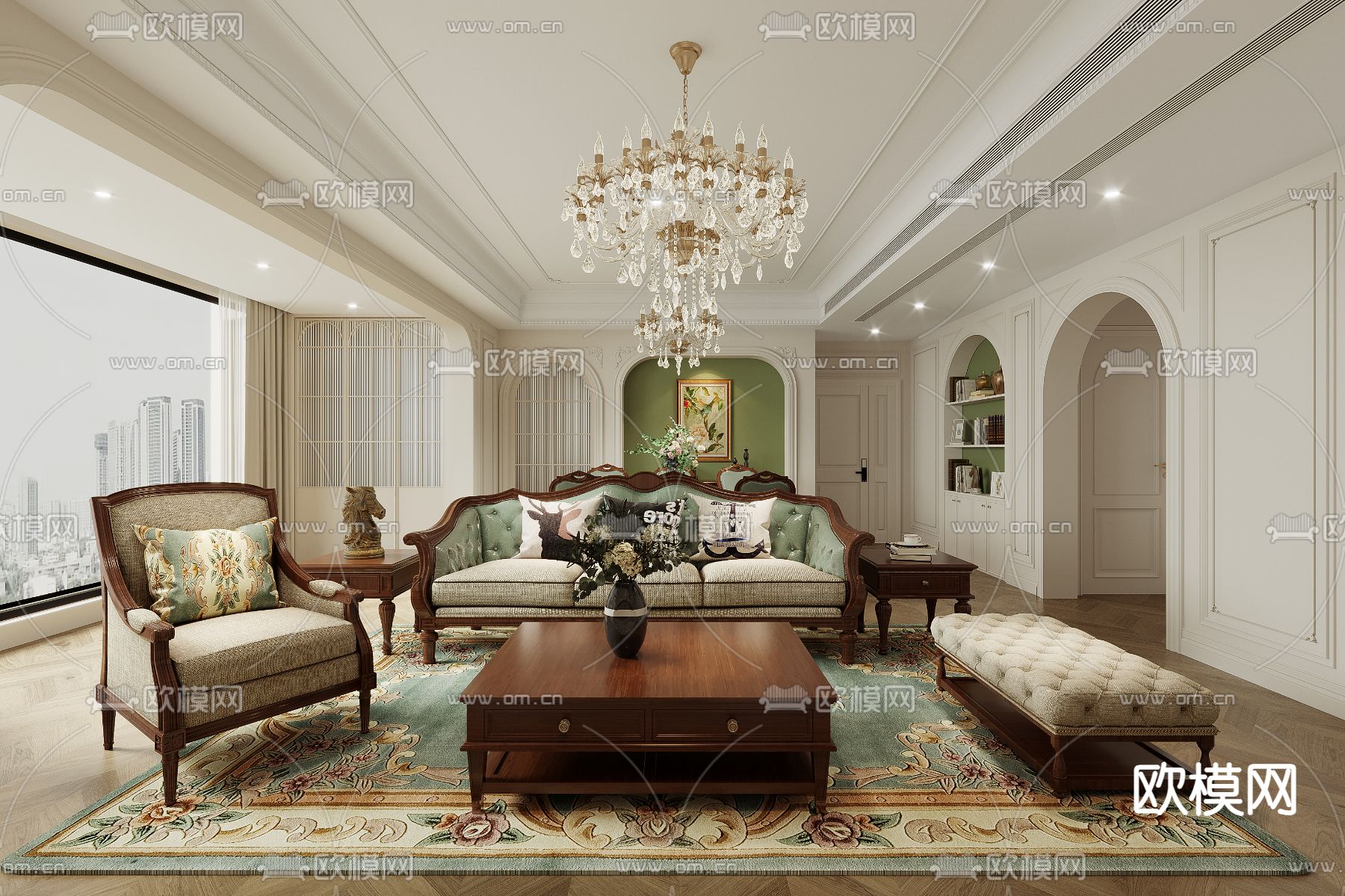 欧式客厅3d模型下载
