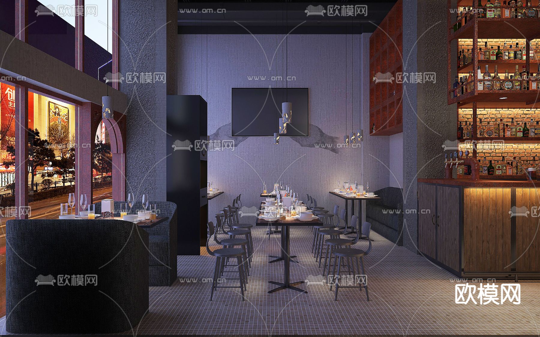 工业风酒吧3d模型下载（渲染图3）