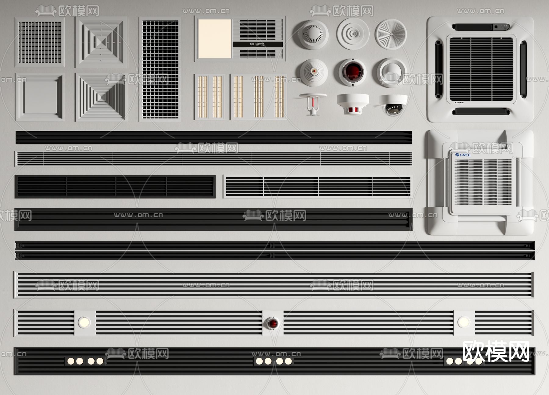 空调出风口 空调百叶 换气扇3d模型下载